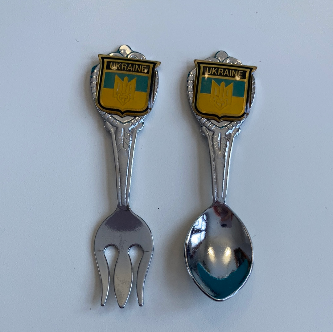 Ukraine Collectible Mini Souvenir Fork and Spoon