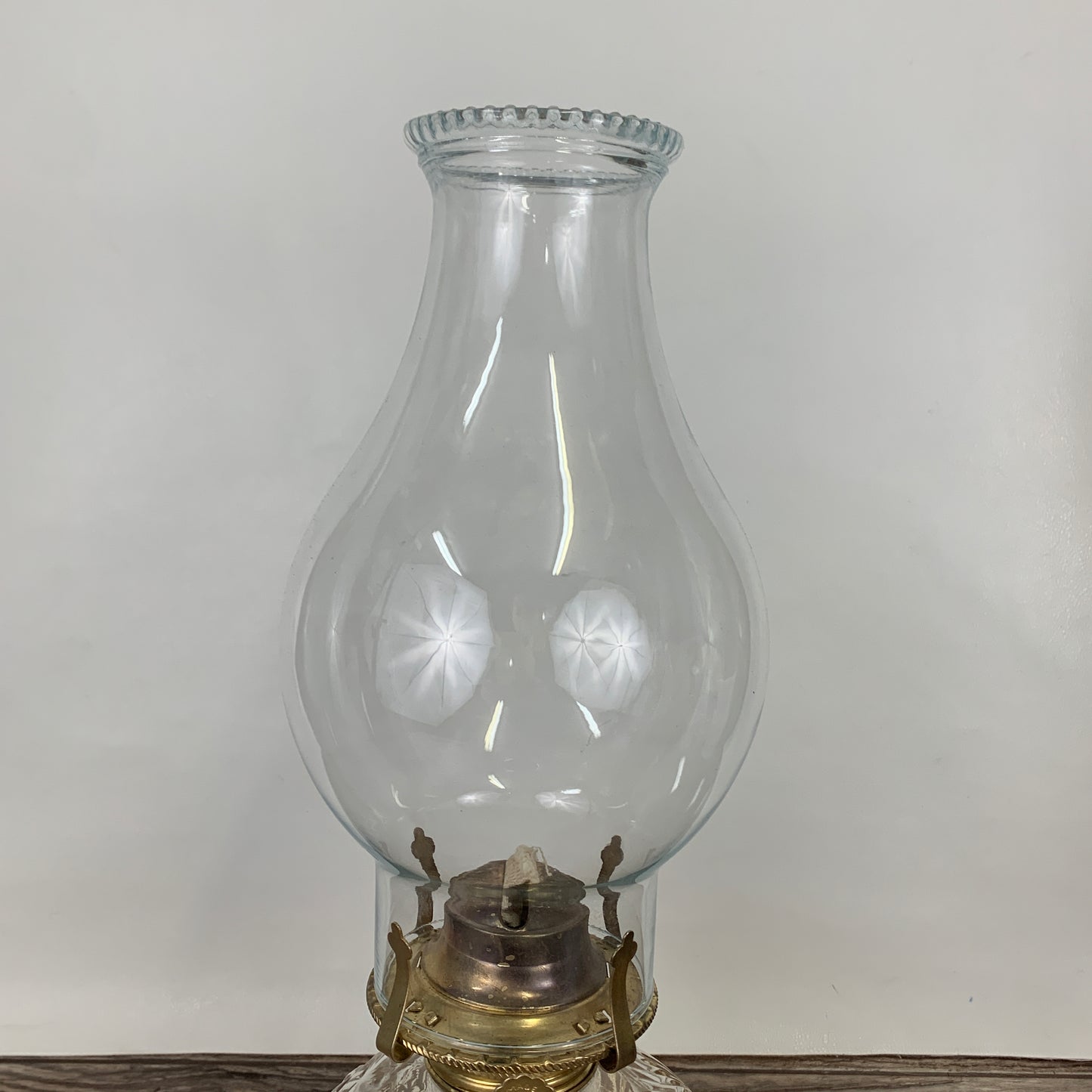 Vintage Oil Lamp with Pressed Glass Base, Clear Glass Vintage Oil Lamp