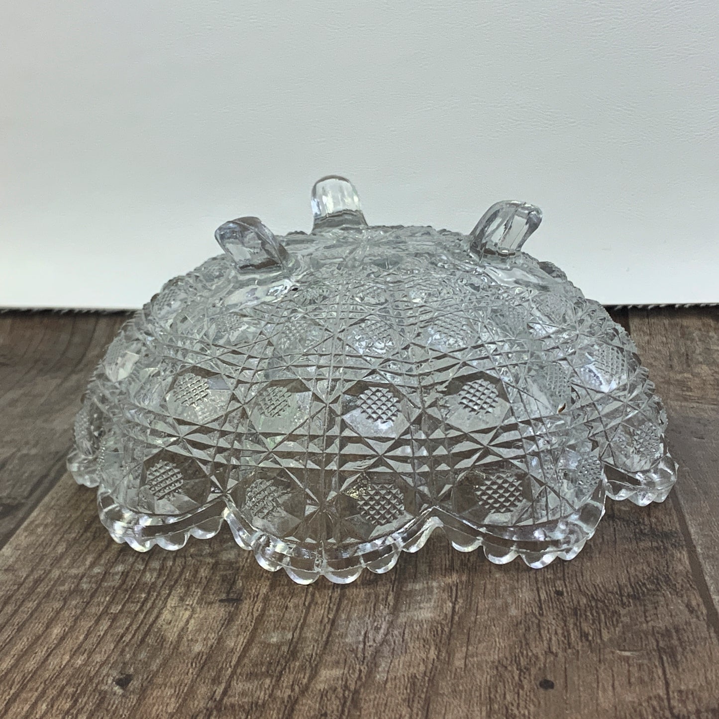 EAPG Pressed Glass Bowl with Crosshatched Hexagon Pattern
