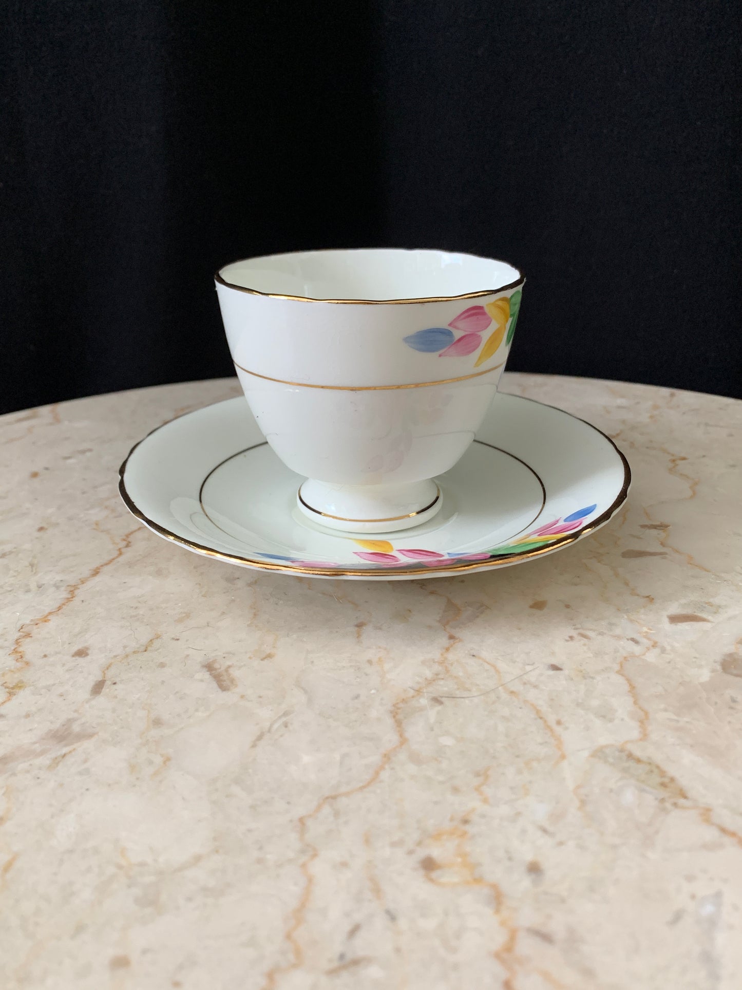 Hand Painted Floral Vintage Teacup and Saucer Set