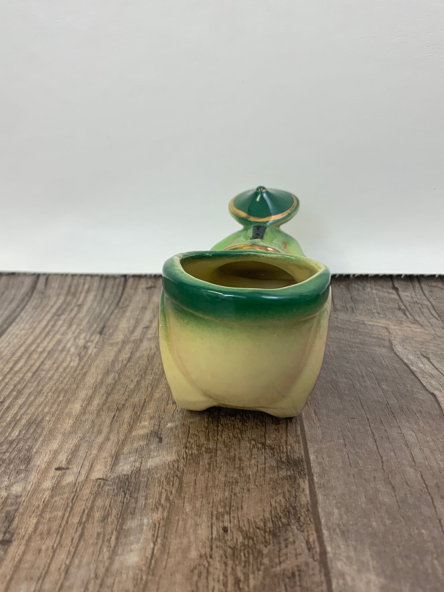 Mini Vintage Ceramic Planter USA #539 Rickshaw Cart