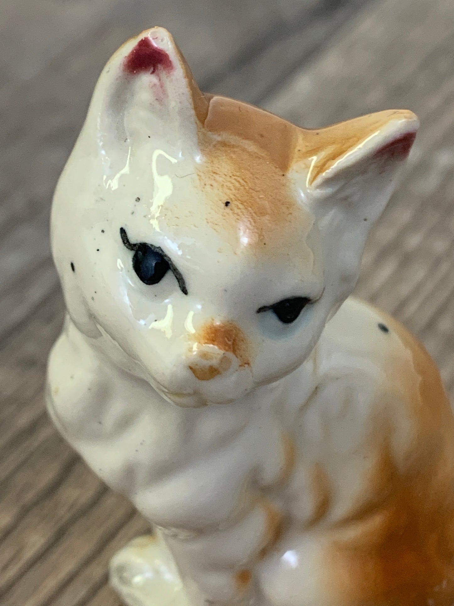 Miniature Cat Figurine Long Haired Cat Orange and White Cat Vintage Home Decor Small Cat Figurine
