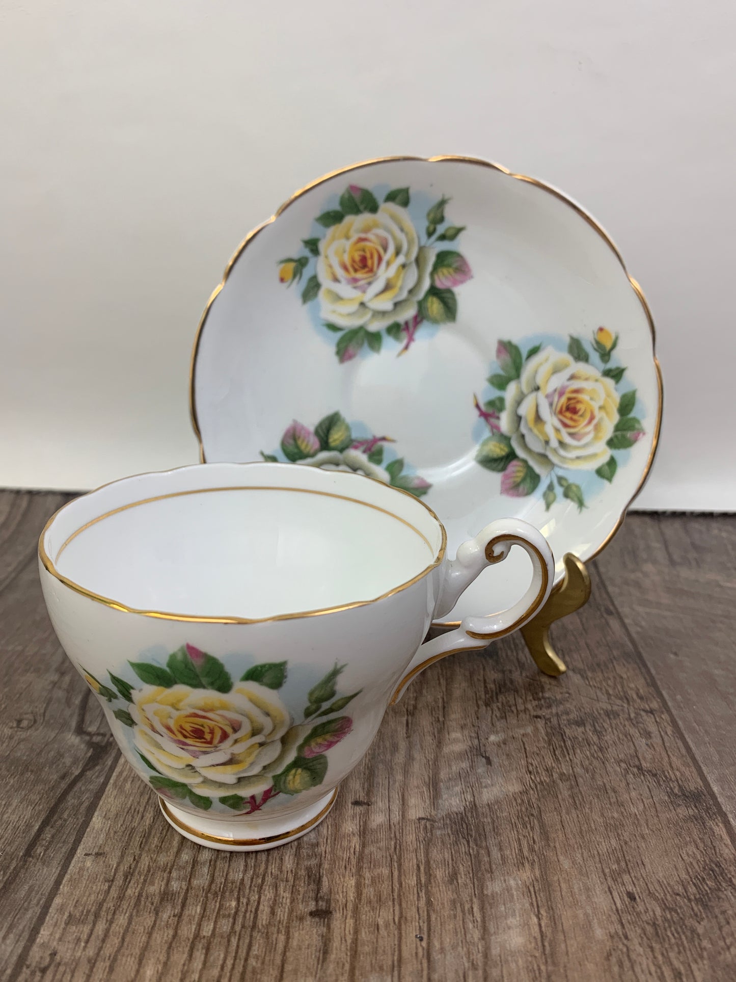 Yellow Rose Vintage Teacup and Saucer by Regency China Vintage Gifts Yellow Floral