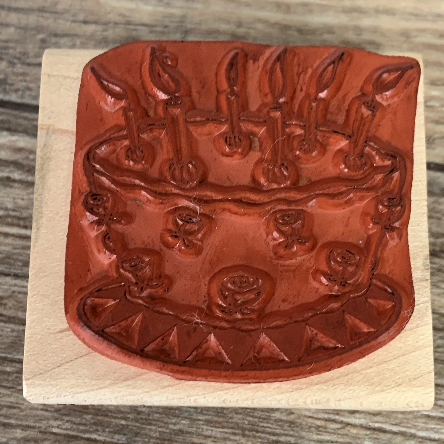 Birthday Cake Rubber Stamp Paper Craft Supply, Wacky Cake Rubber Stampede Wood Mounted Stamp