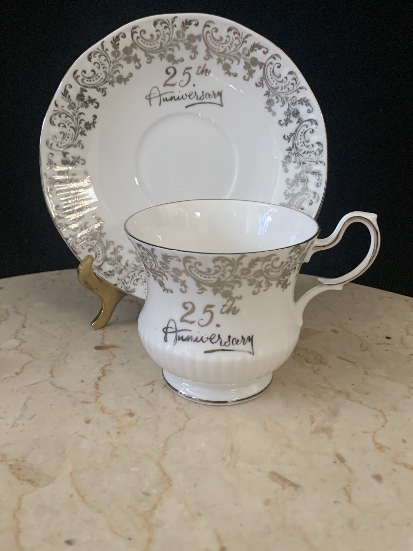 Silver Anniversary Tea Cup Queens China Vintage Teacup