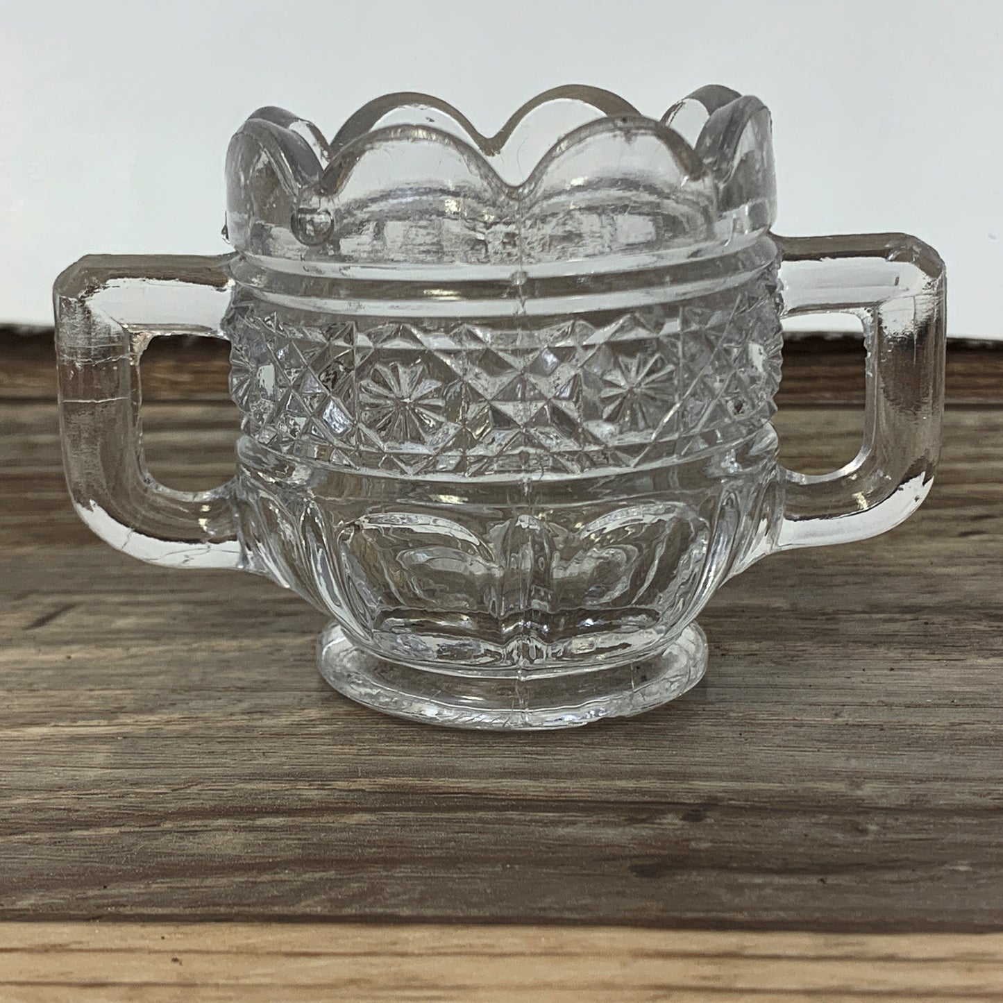 EAPG Child's Size Cream and Sugar c 1913 John B Higbee Glass Company, Miniature Cream and Sugar set