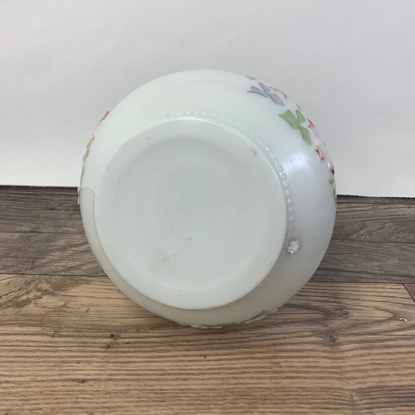 Consolidated Lamp and Glass Co EAPG Milk Glass Oil Lamp Base with Hand Painted Floral Design