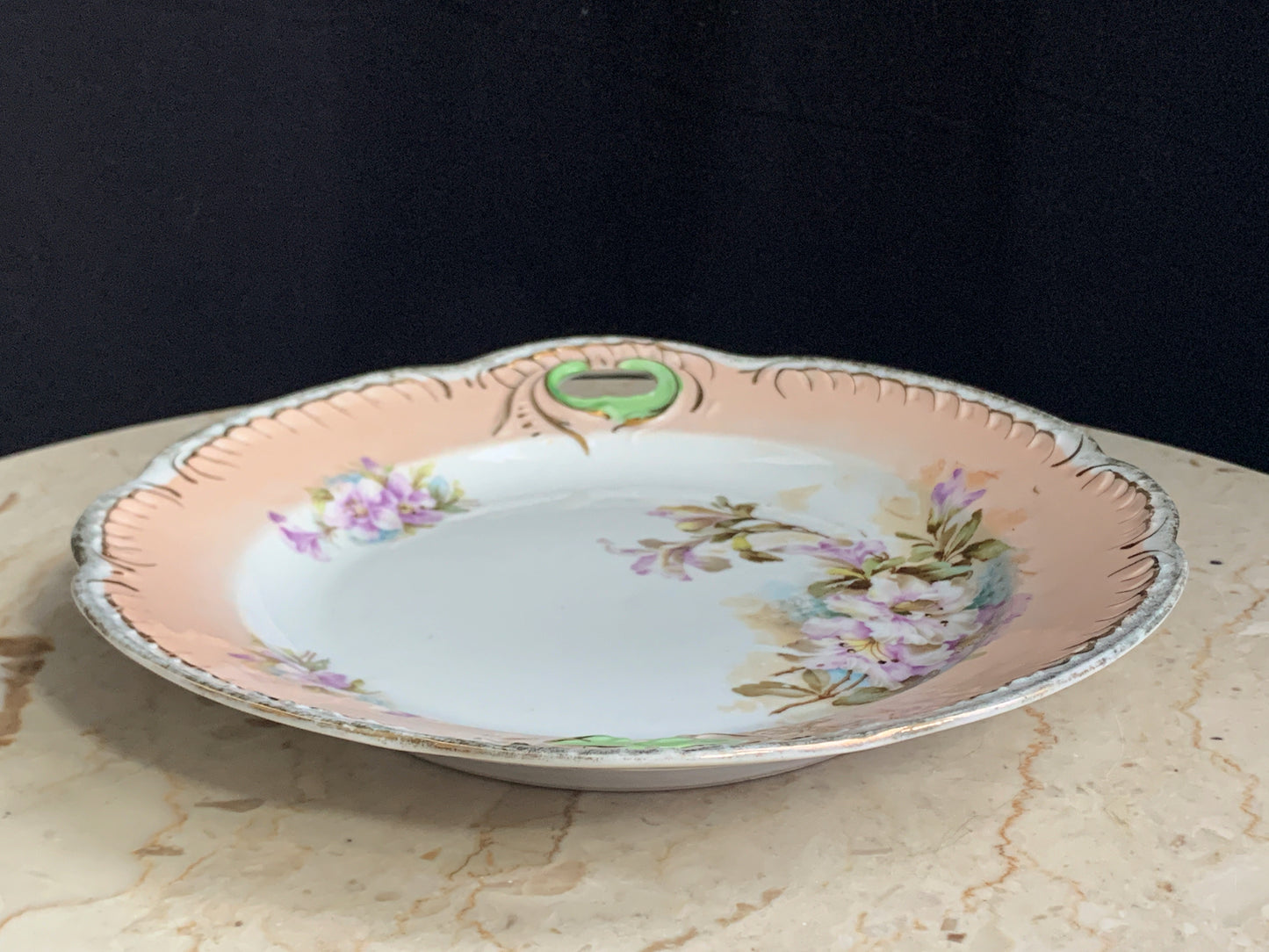 Antique Porcelain Dresser Dish Catch All Handled Dish