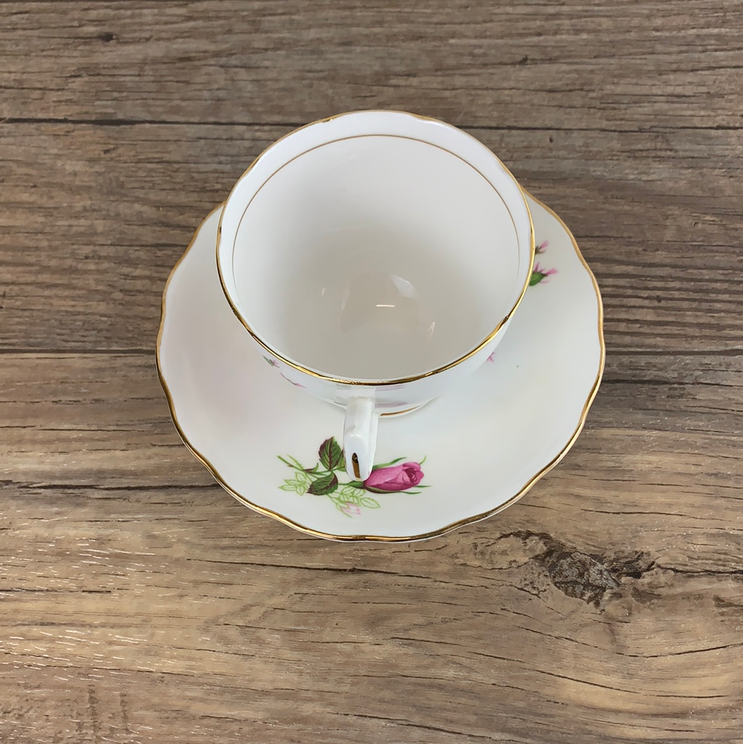 Pink Roses Vintage Teacup and Saucer by Royal Vale China