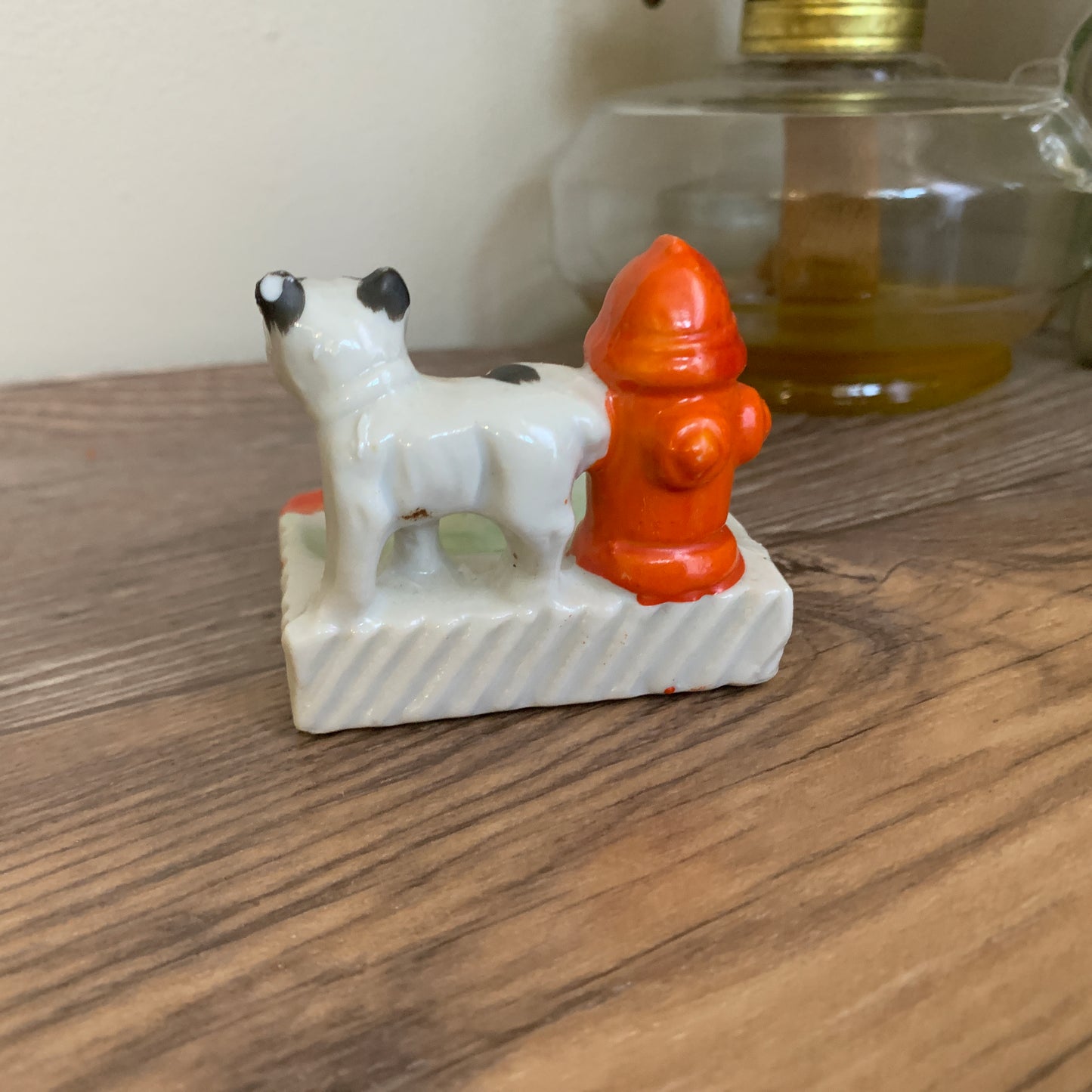 Mini Ceramic Ashtray No Parking Dog Peeing on Fire Hydrant Made in Japan collectibe