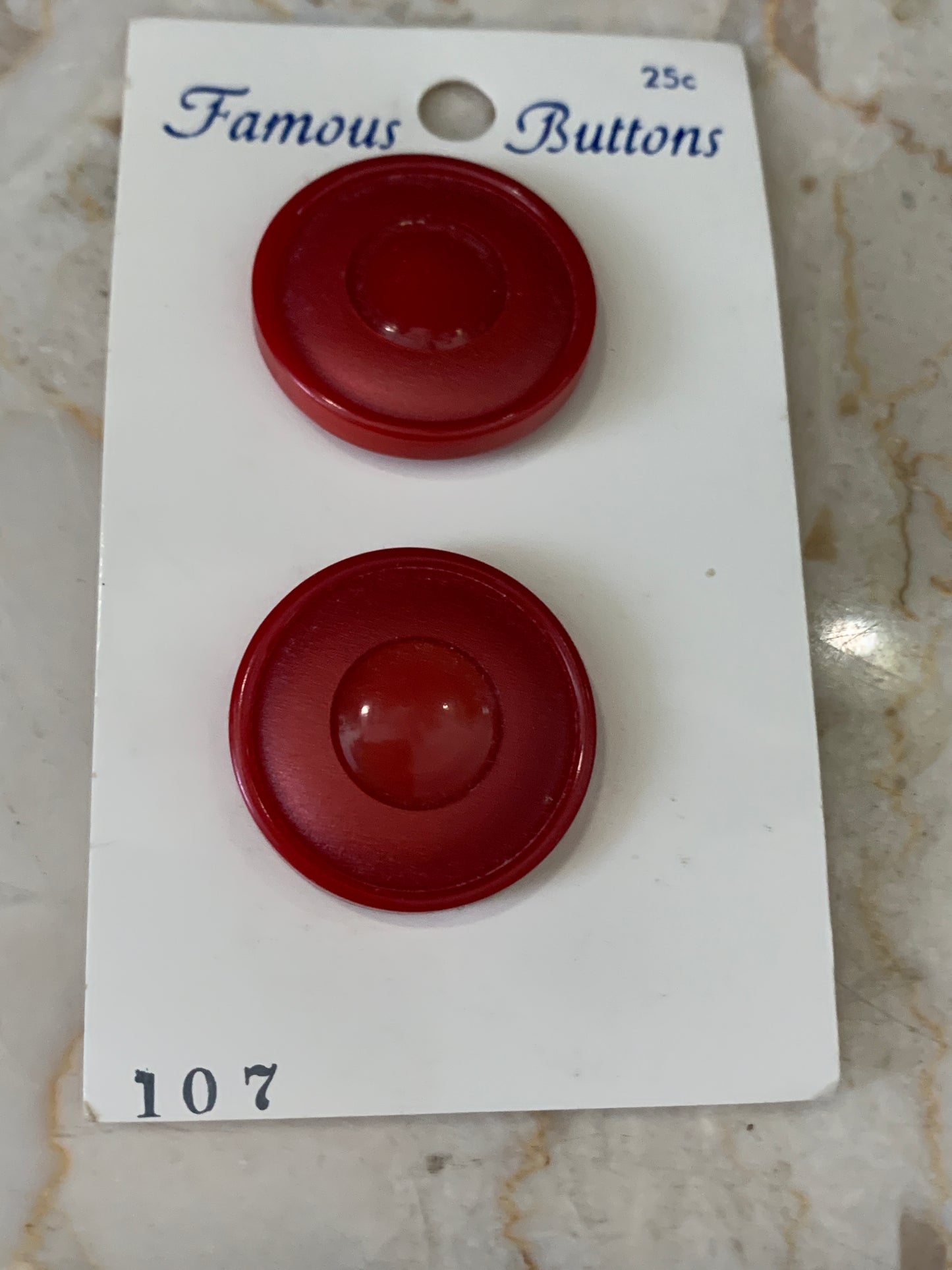 Set of 6 Red Vintage Buttons NOS on original card
