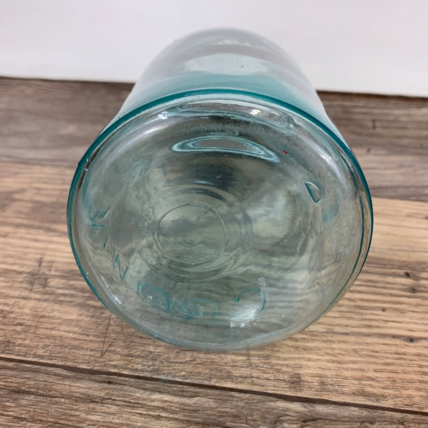 Aqua Crown Quart Size Jar 7" tall with Zinc Ring, Dry Storage, Stash Jar, Pickling Jar