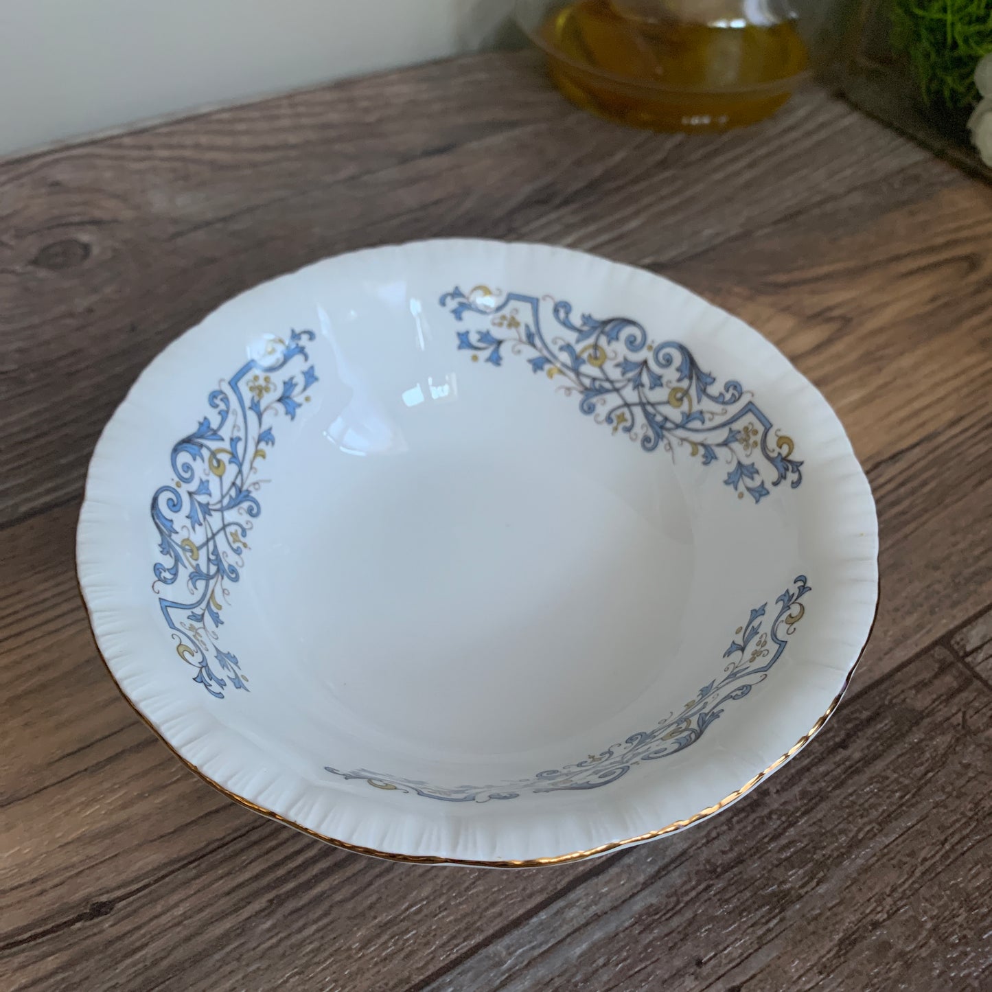 Cereal Bowl Blue and Yellow Scroll Design Set of 3 Bowls Royal Standard 6.75”
