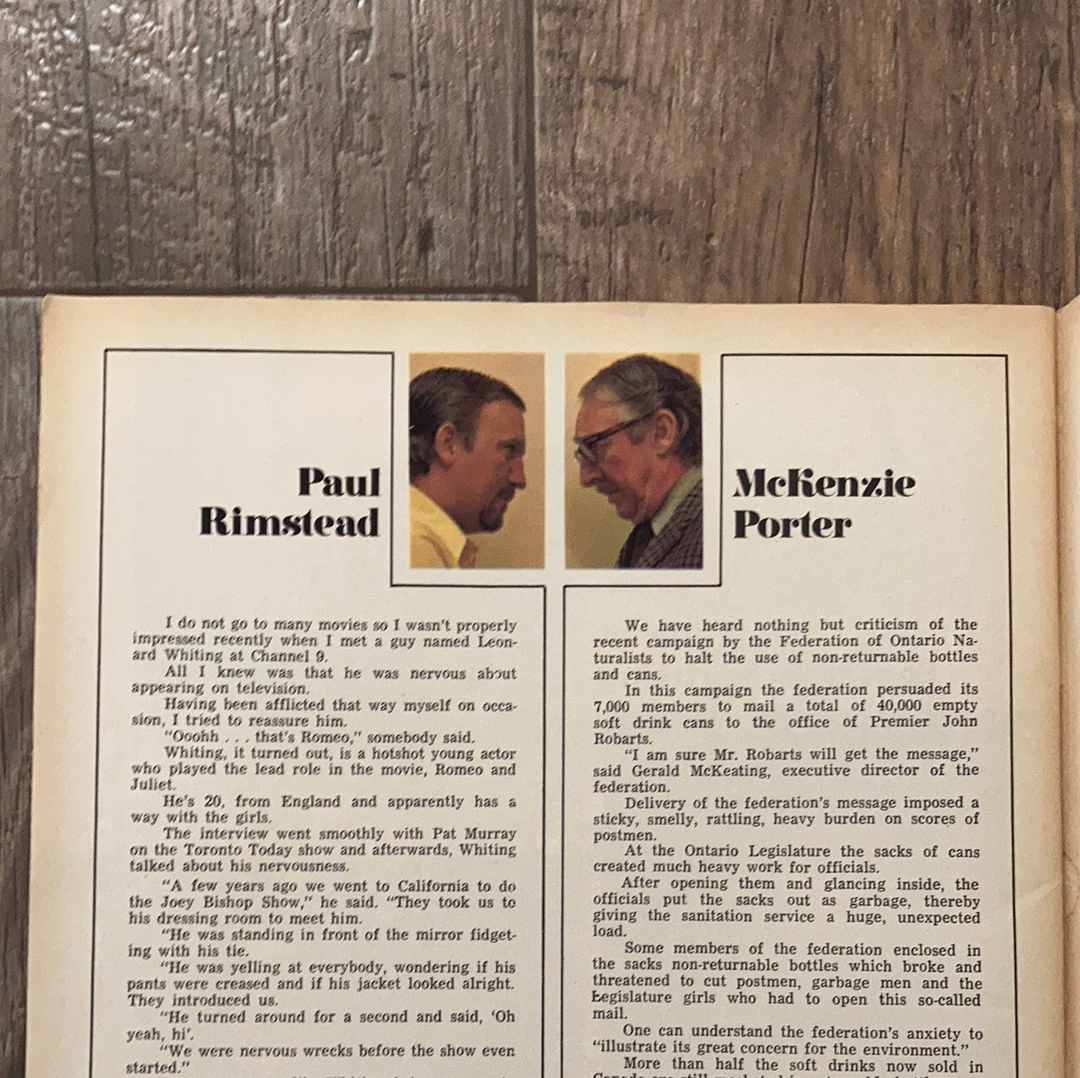 Toronto Week Vintage Magazine January 2 1971 Vintage Toronto Entertainment Magazine