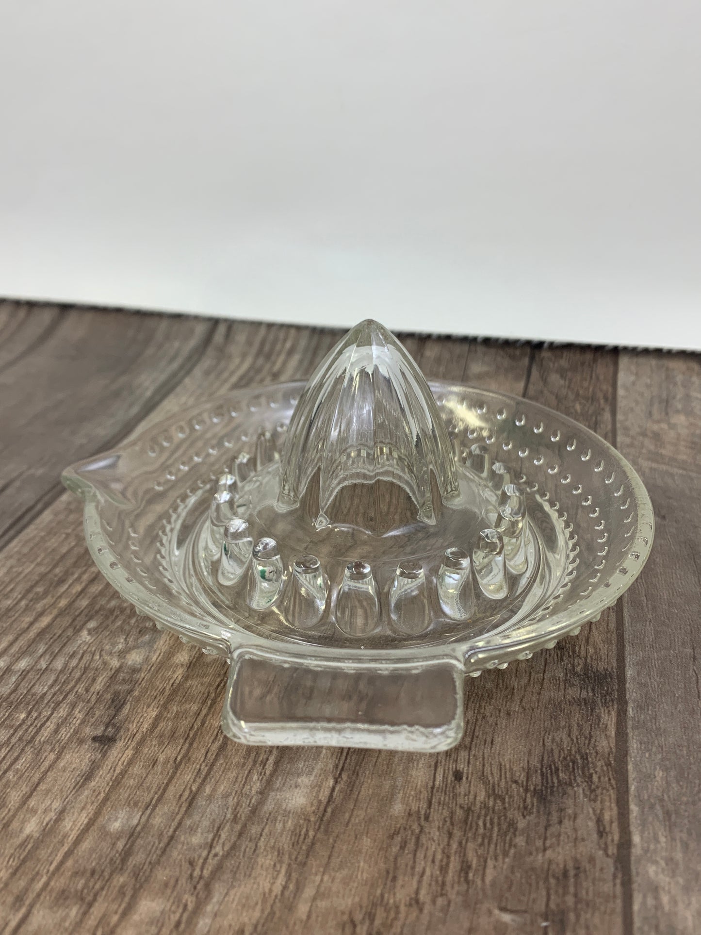Small Clear Glass Juice Press with Hobnail Pattern Vintage Citrus Reamer Vintage Kitchen