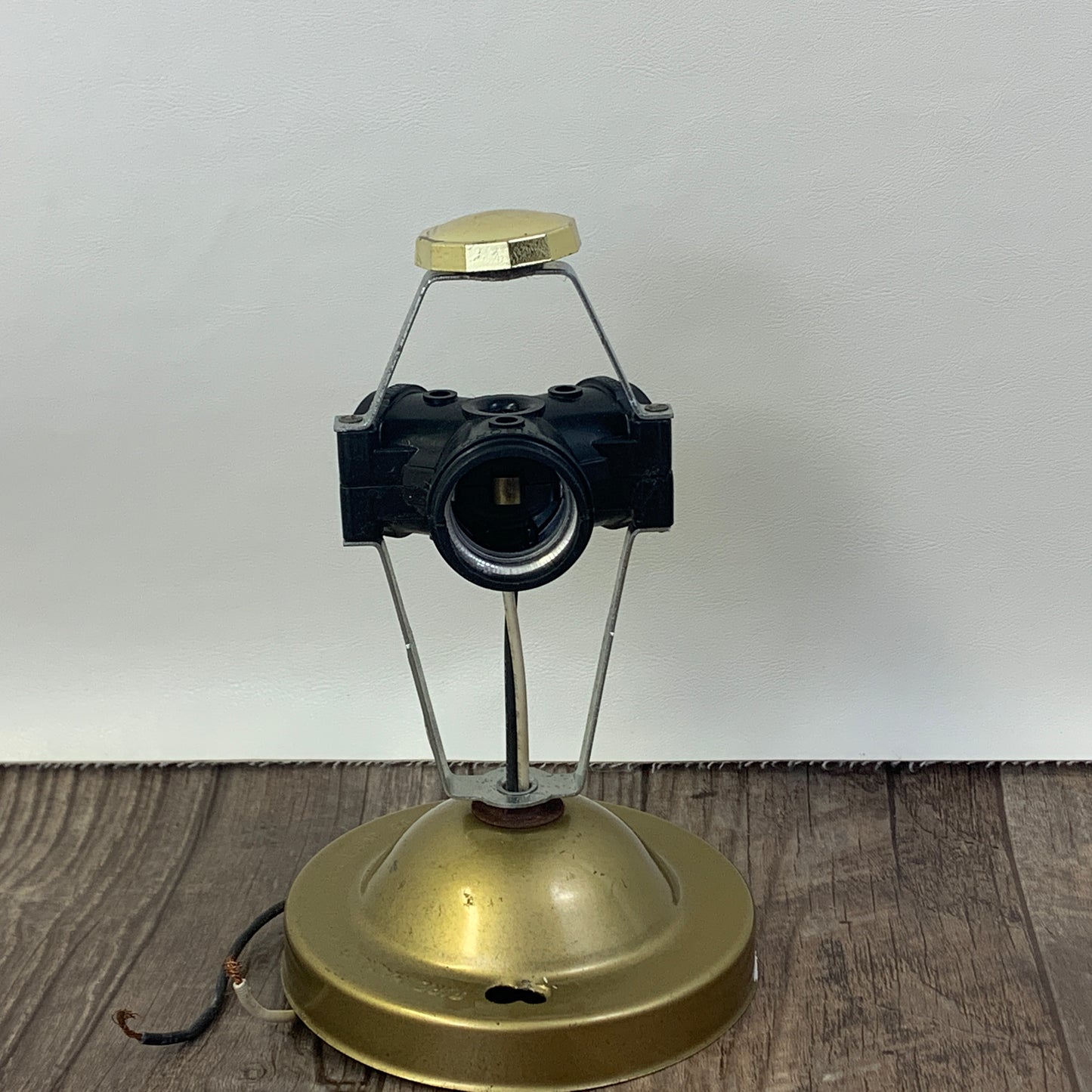 Large Disc Shaped Light Cover, Vintage Light Fixture, Large White Powder Coat Ceiling Fixture