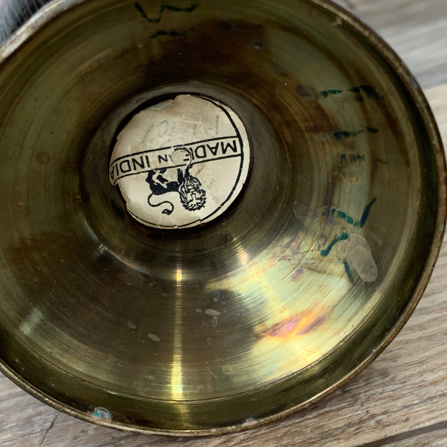 Vintage Brass Urn with Coloured Enamel