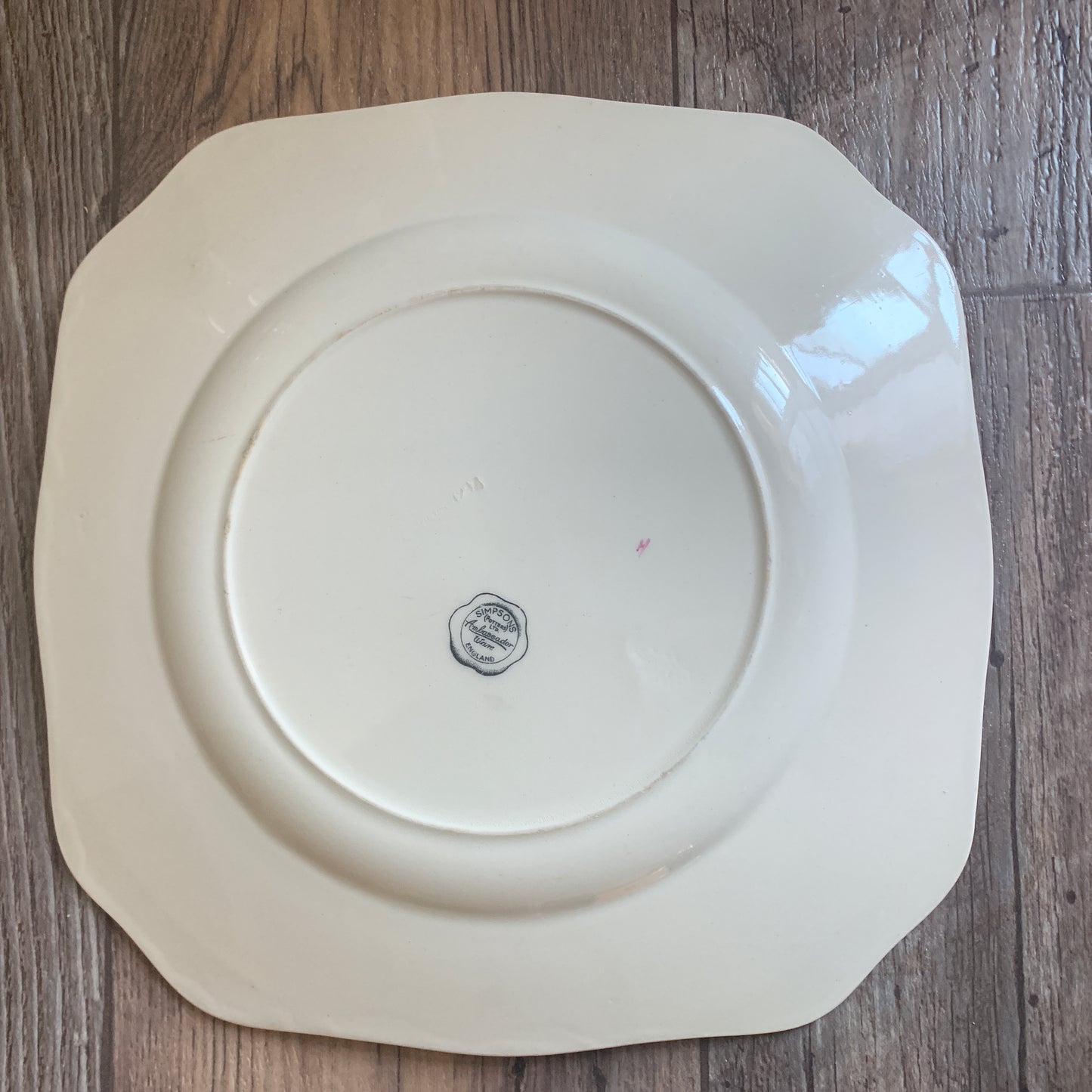 Vintage China Plate Simpsons (Potters Ltd) Peach and Cream Square Plate