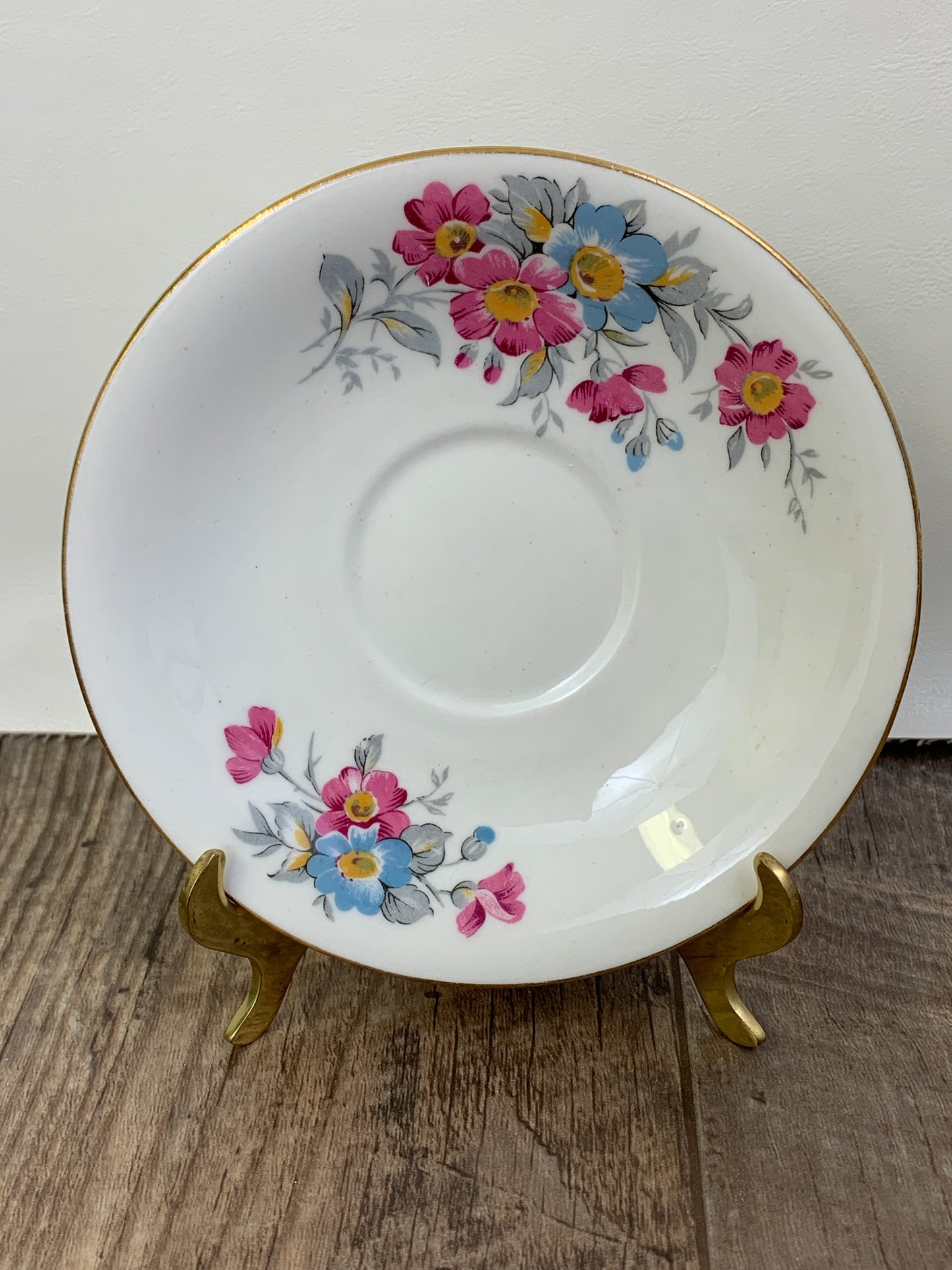 Vintage English Teacup with Pink Floral Pattern