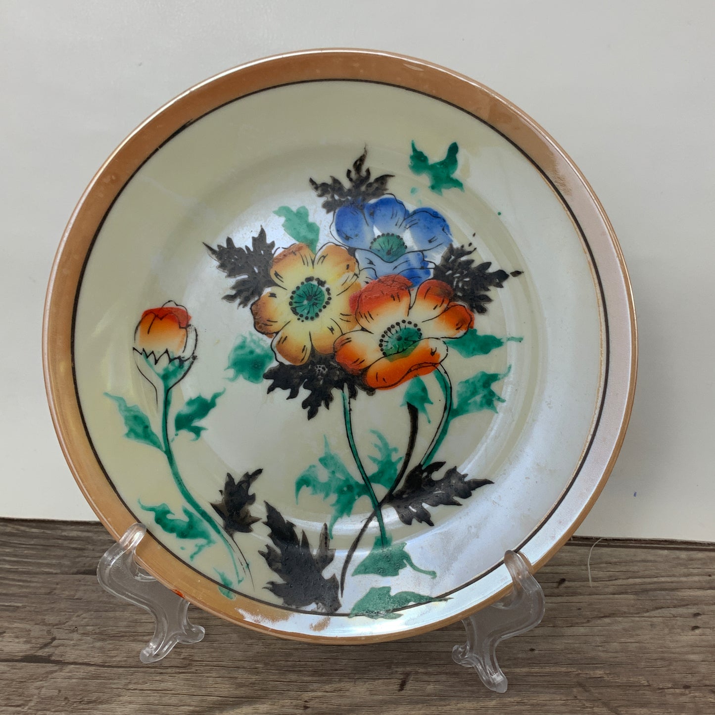 Japan Lusterware Bread Plates with Floral Pattern, Set of 4