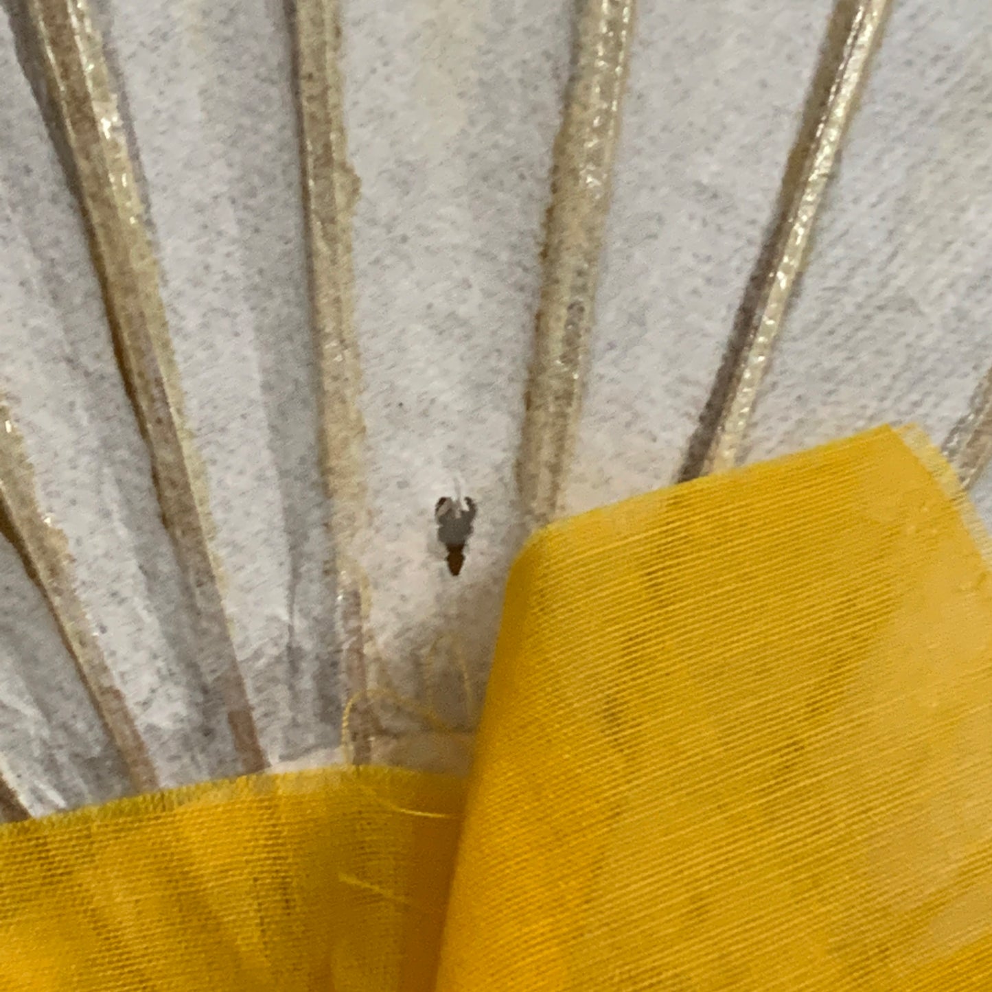 Vintage Rice Paper Parasol with Cherry Blossom Design and Scalloped Edge