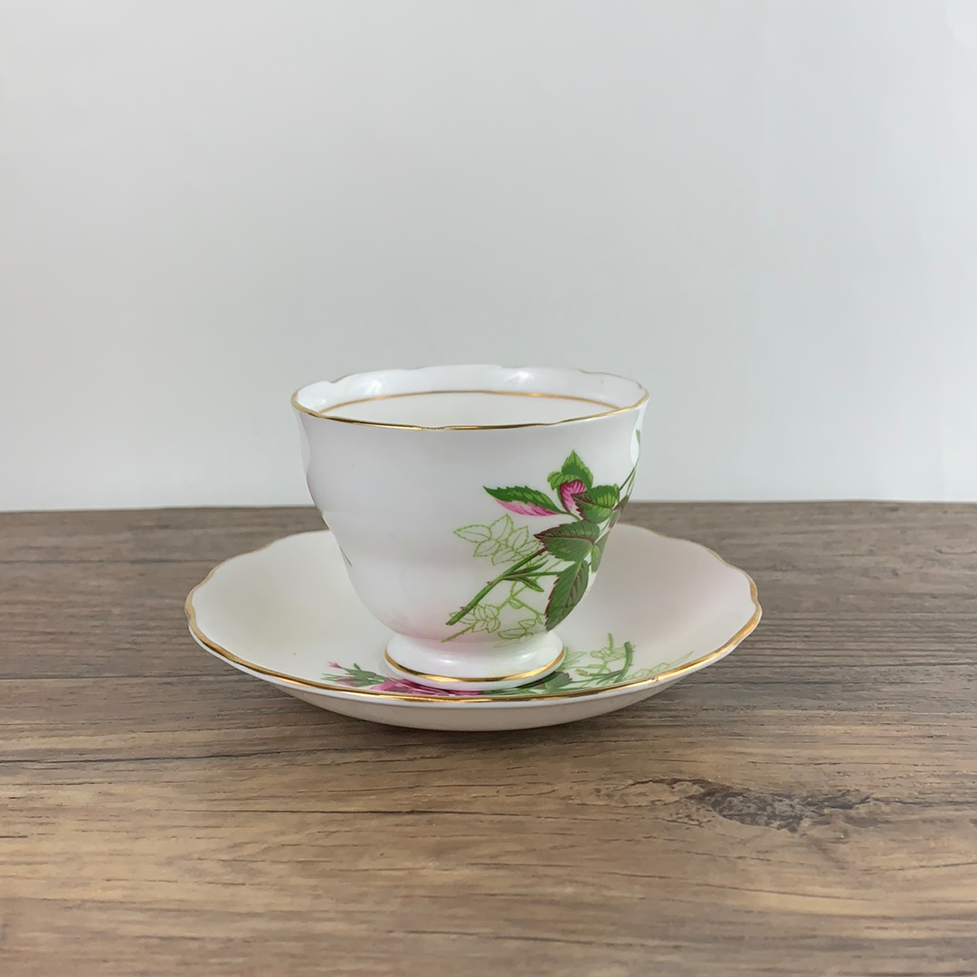 Pink Roses Vintage Teacup and Saucer by Royal Vale China