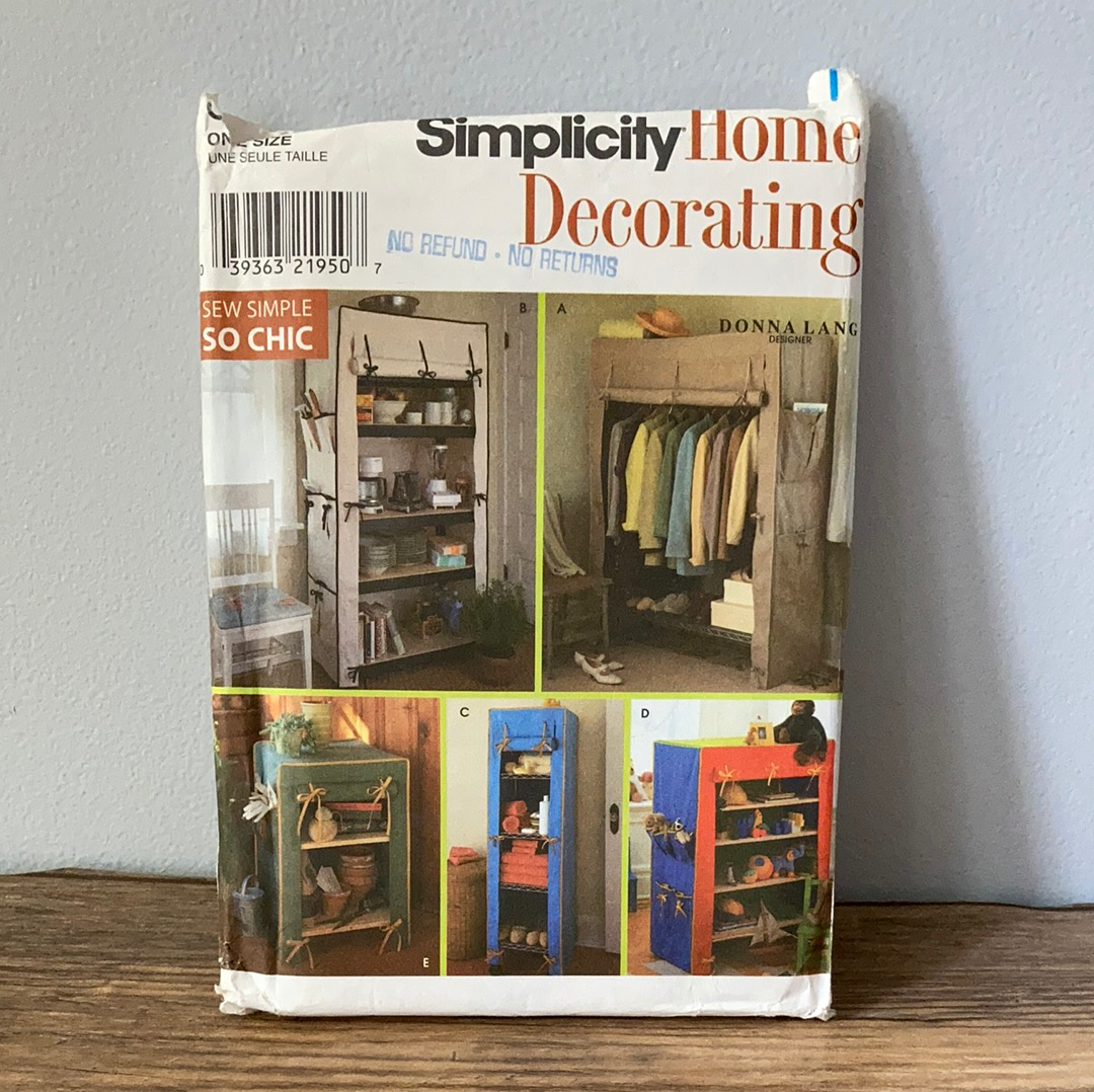 Home Organizing Cover for Freestanding Shelves Sewing Pattern Simplicity 8255