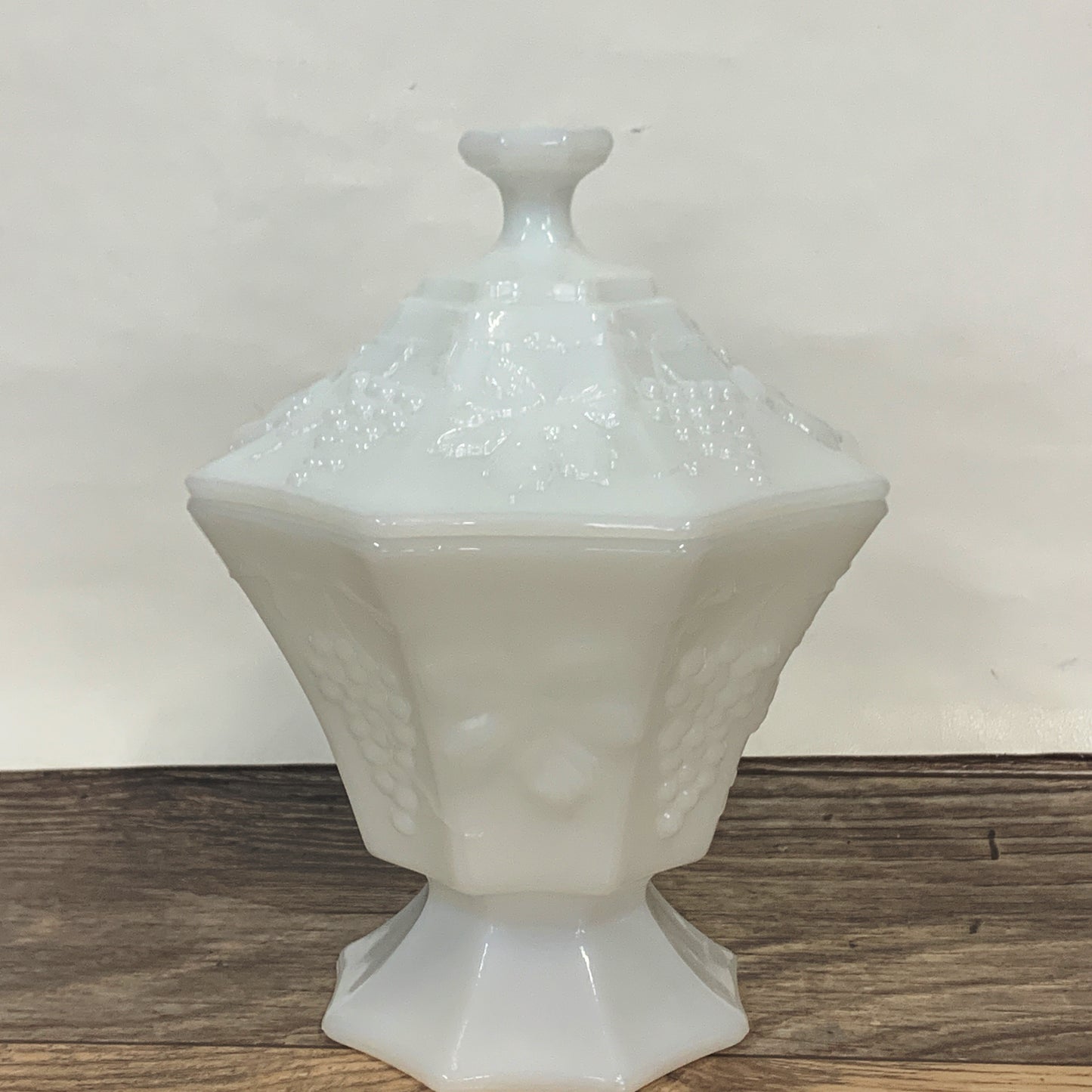 Milk Glass Covered Candy Dish, Anchor Hocking Octagon Shaped Candy Dish with Lid