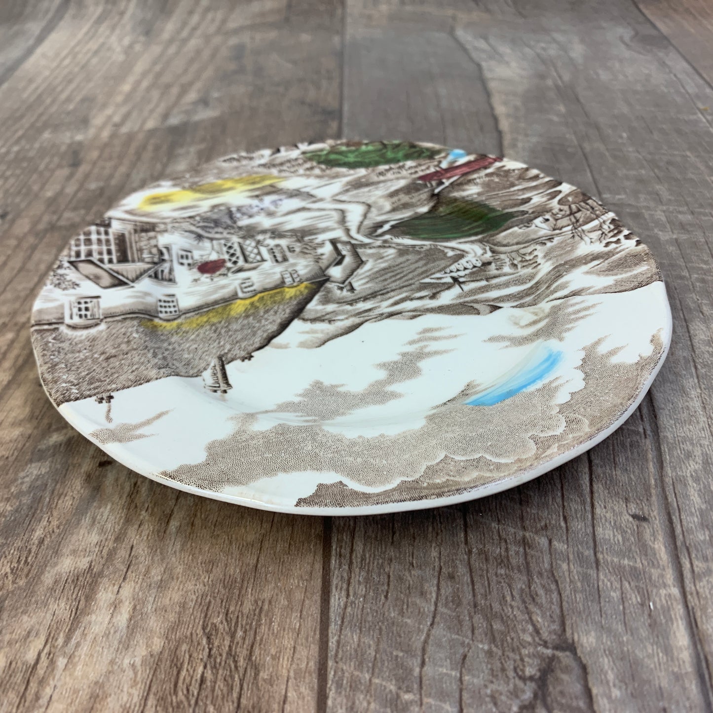 WH Grindley Transferware A Quiet Day Luncheon Plate 8.75” Antique Farmhouse Style Transferware Plate