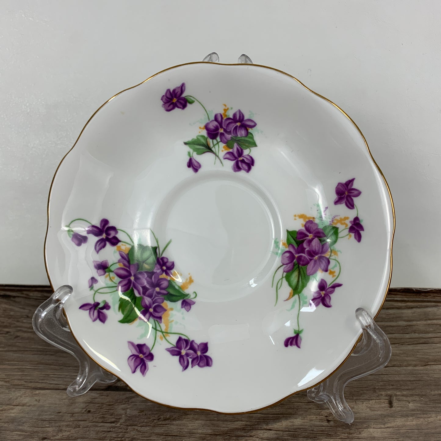 Teacup and Saucer with Purple Violets Royal Albert