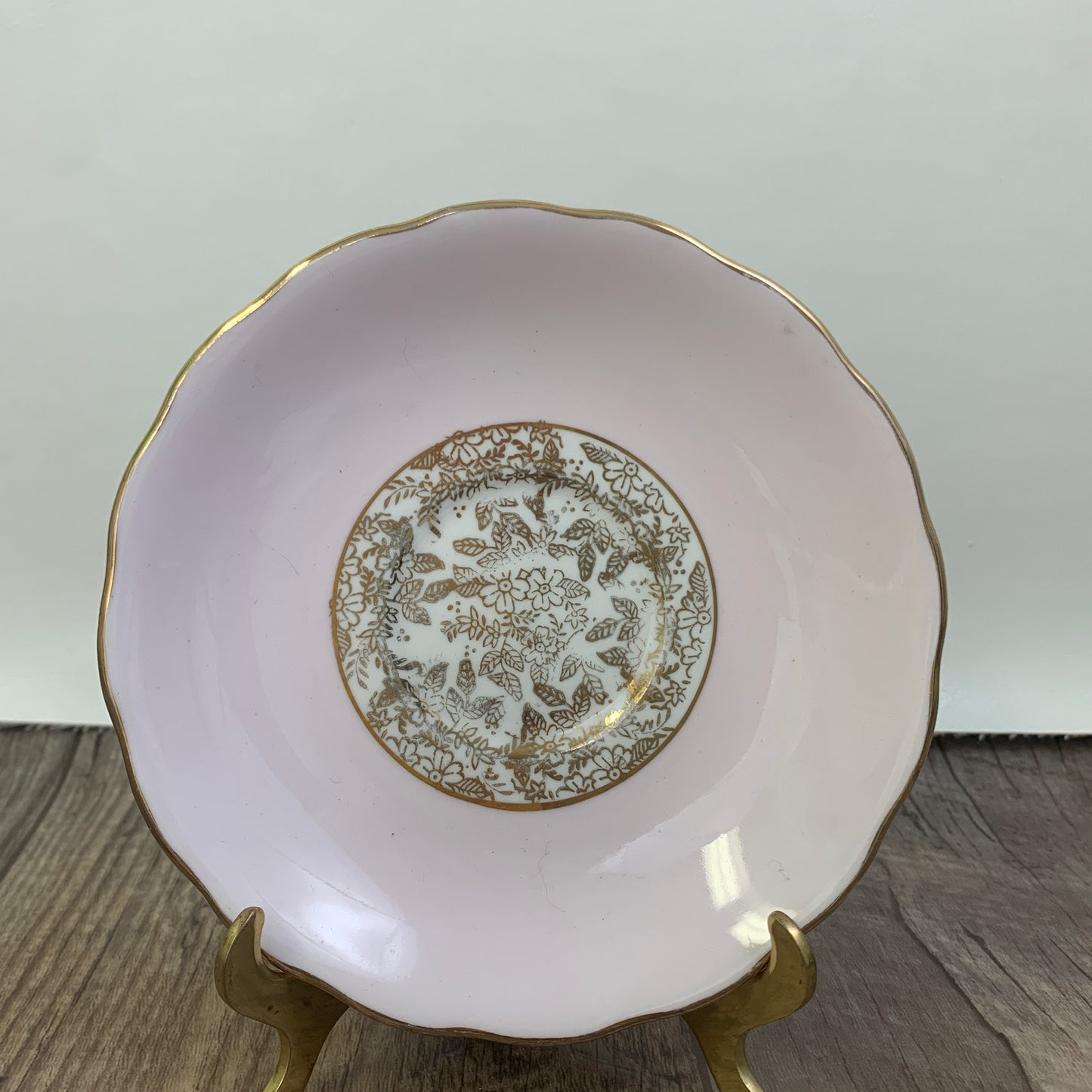 Pink and White Vintage Teacup with Gold Design, Royal Vale English Tea Cup