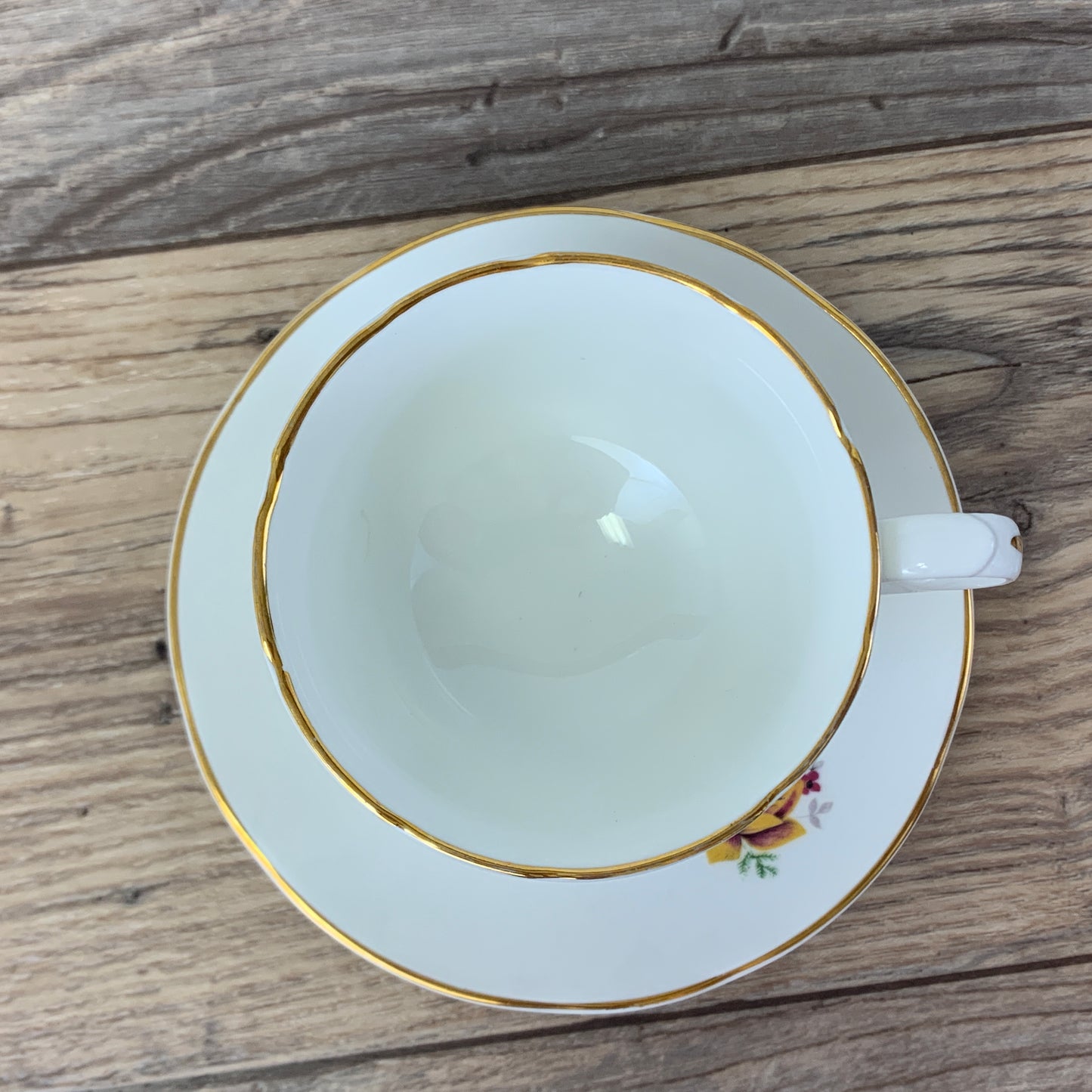 Yellow and Red Floral Pattern Vintage Teacup Sadler Wellington Fine Bone China Teacup with Tea Roses