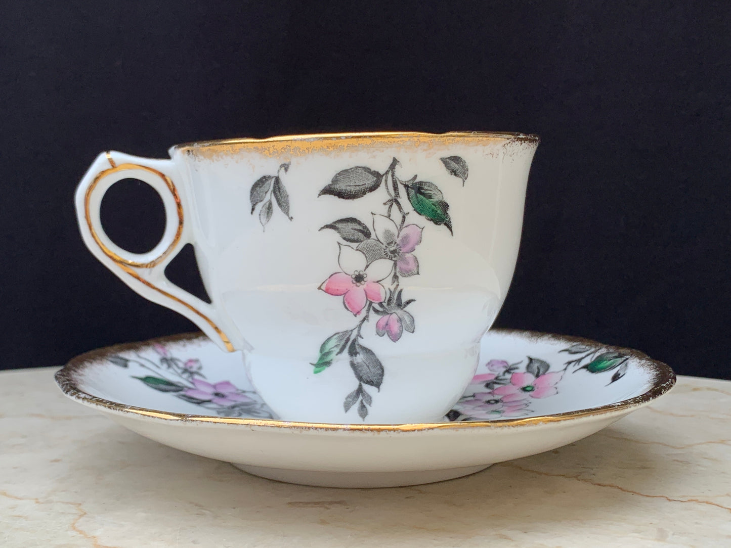 Vintage Teacup with Pink and Purple Floral Pattern Vintage English Tea Cup Royal Standard Fine Bone China