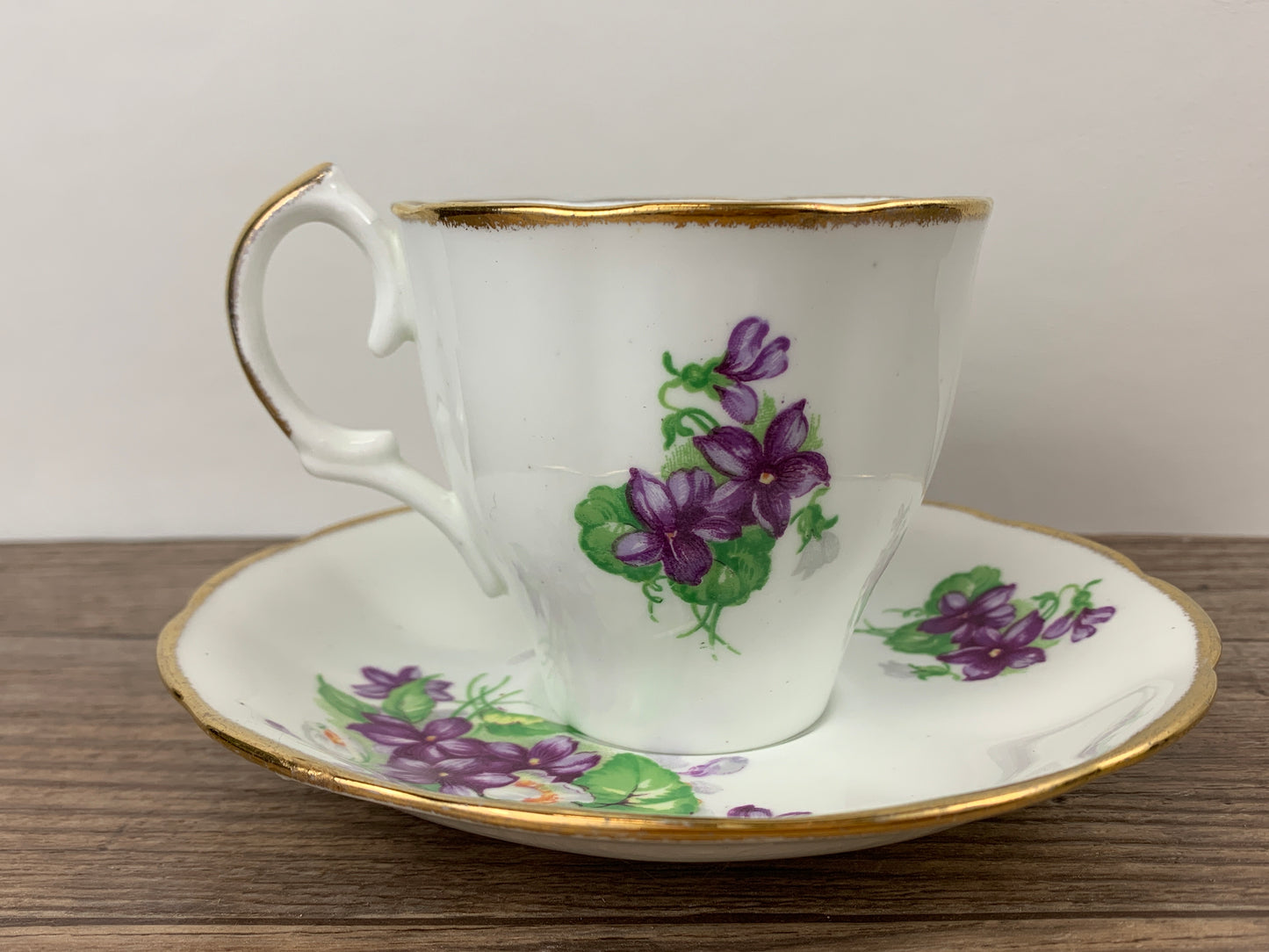 Vintage English Teacup with Purple Violets