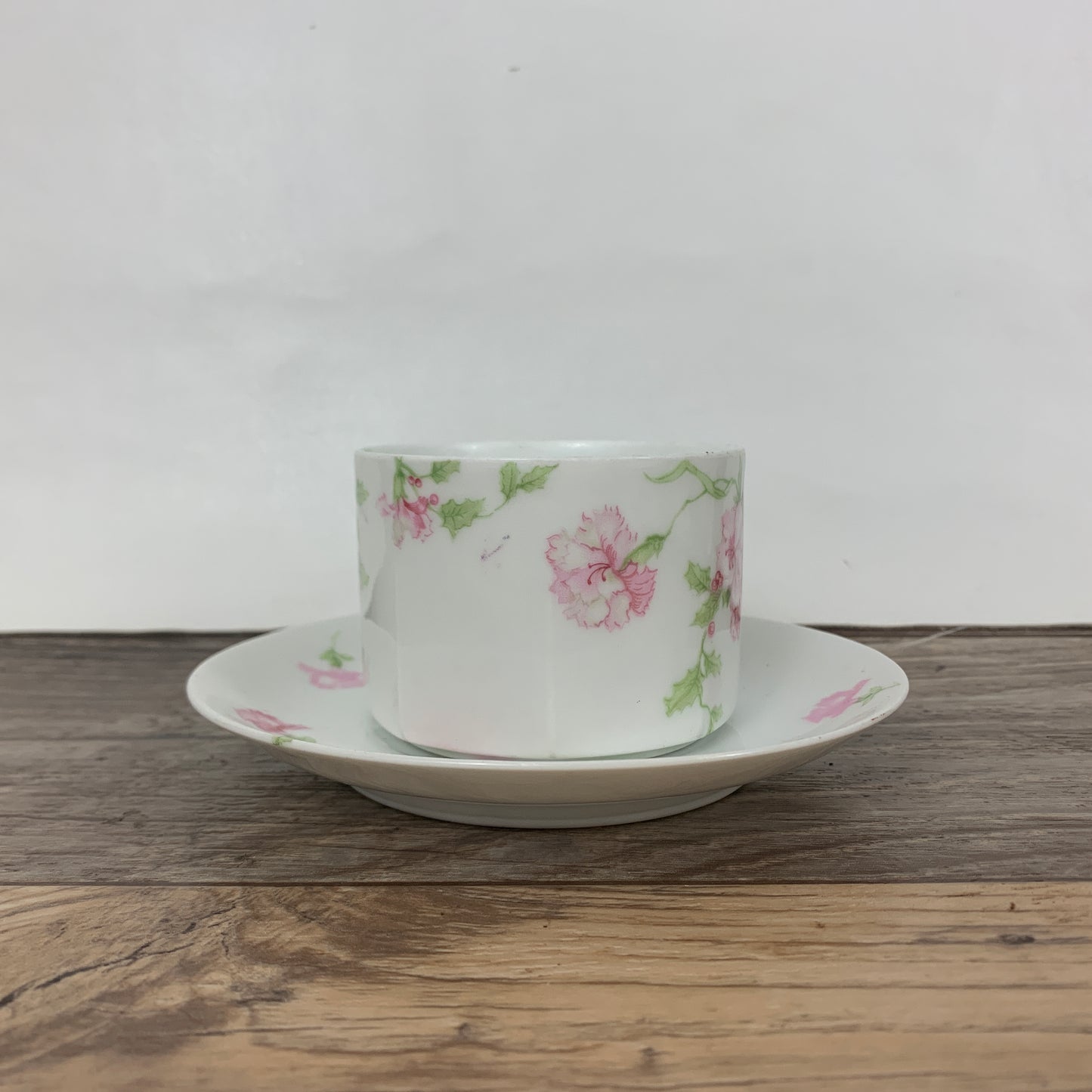 Pink and White Floral Teacup with Pink Carnations Bavaria Vintage Teacup