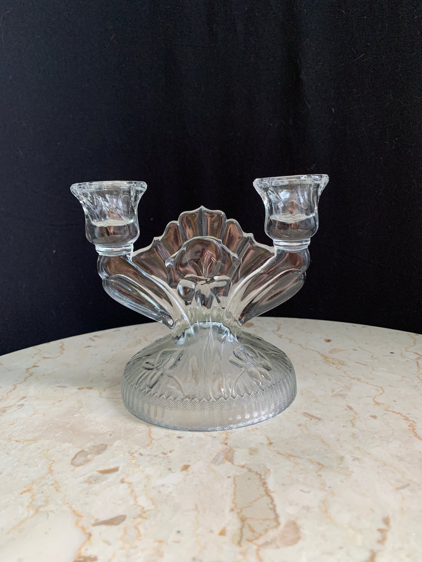 Iris and Herringbone Double Candlestick Holder