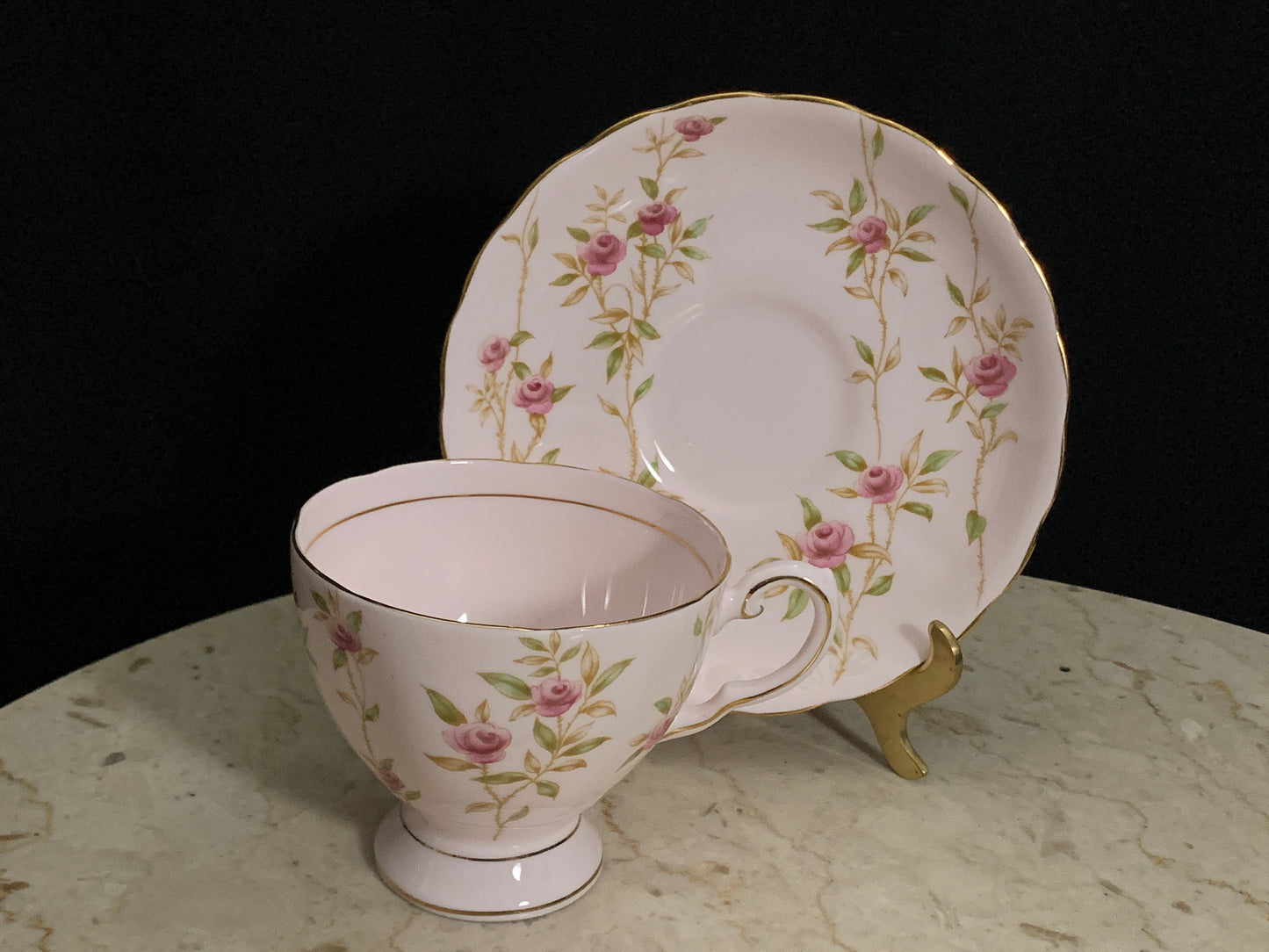 Pink Hand Painted Vintage Tea Cup Tuscan Fine Bone China Teacup