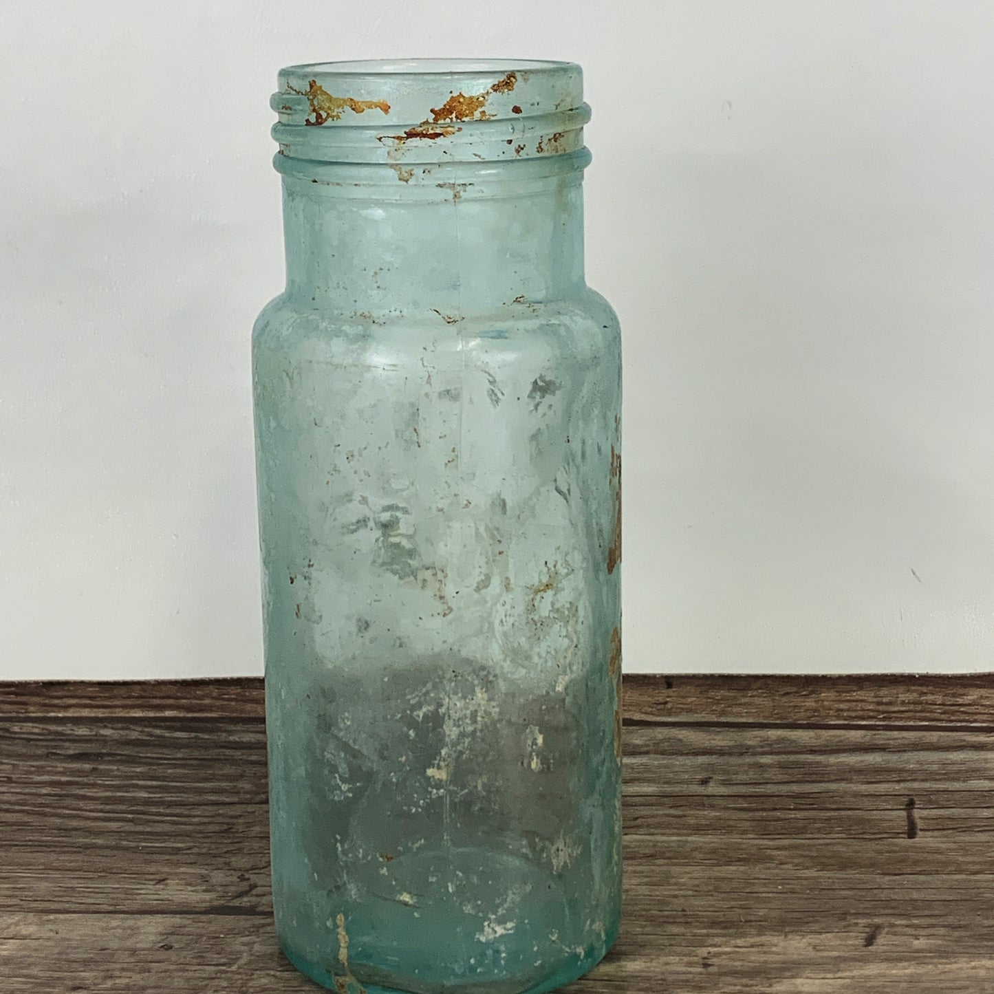 Antique Aqua Blue Glass Bottle, Farm House Decoration