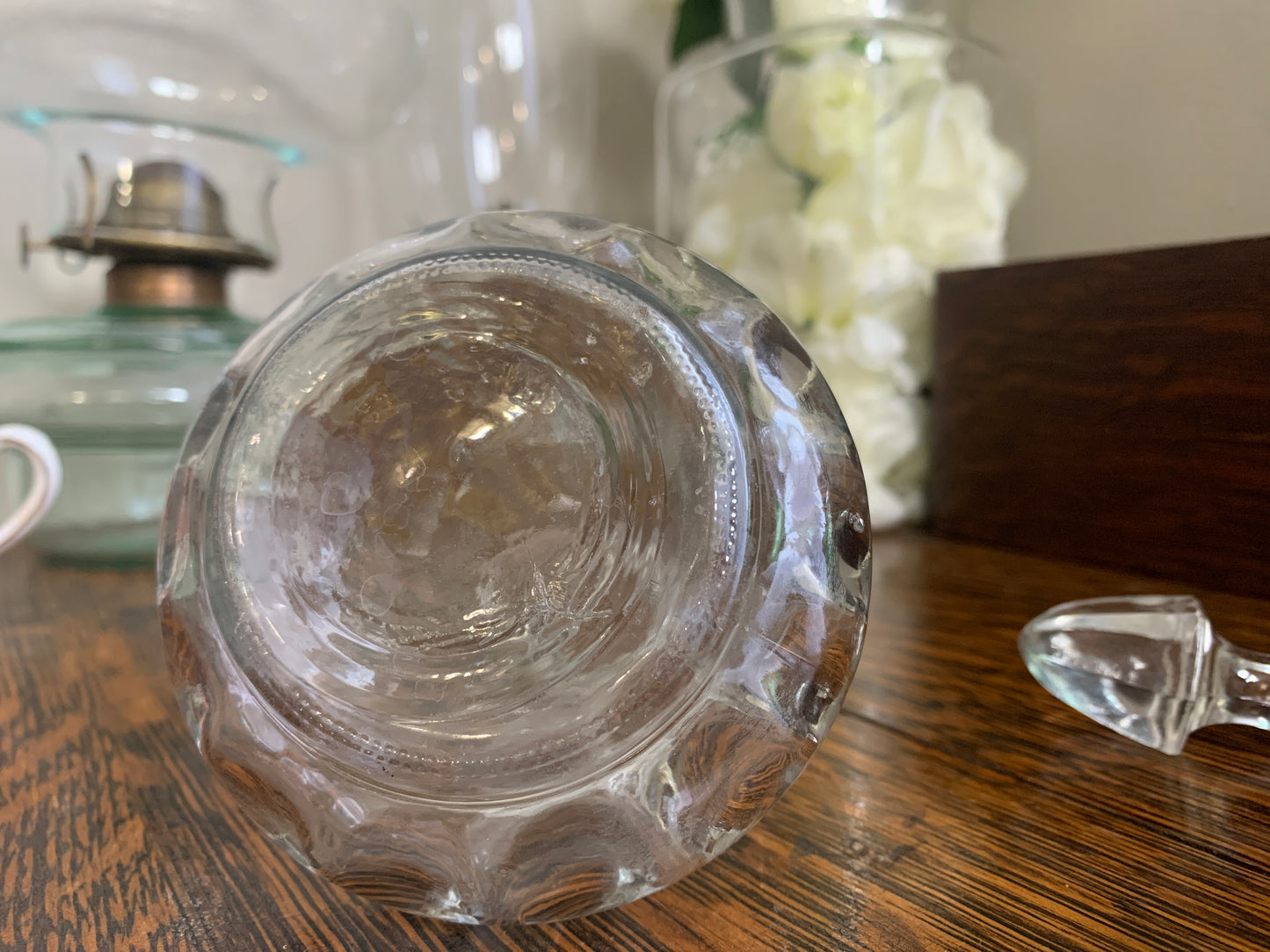 Vintage Clear Glass Cruet with Glass Stopper