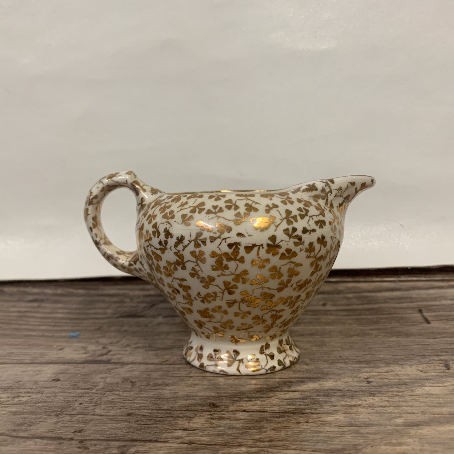 Cream and Sugar Bowl with Gold Shamrock Pattern