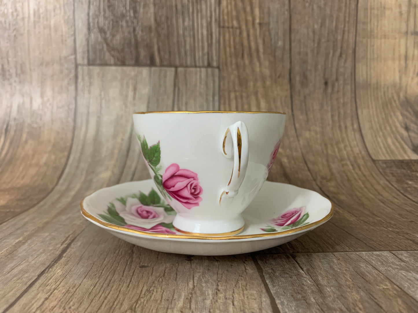 Vintage Teacup with Soft Pink Roses Vintage Pink Floral Tea Cup and Saucer