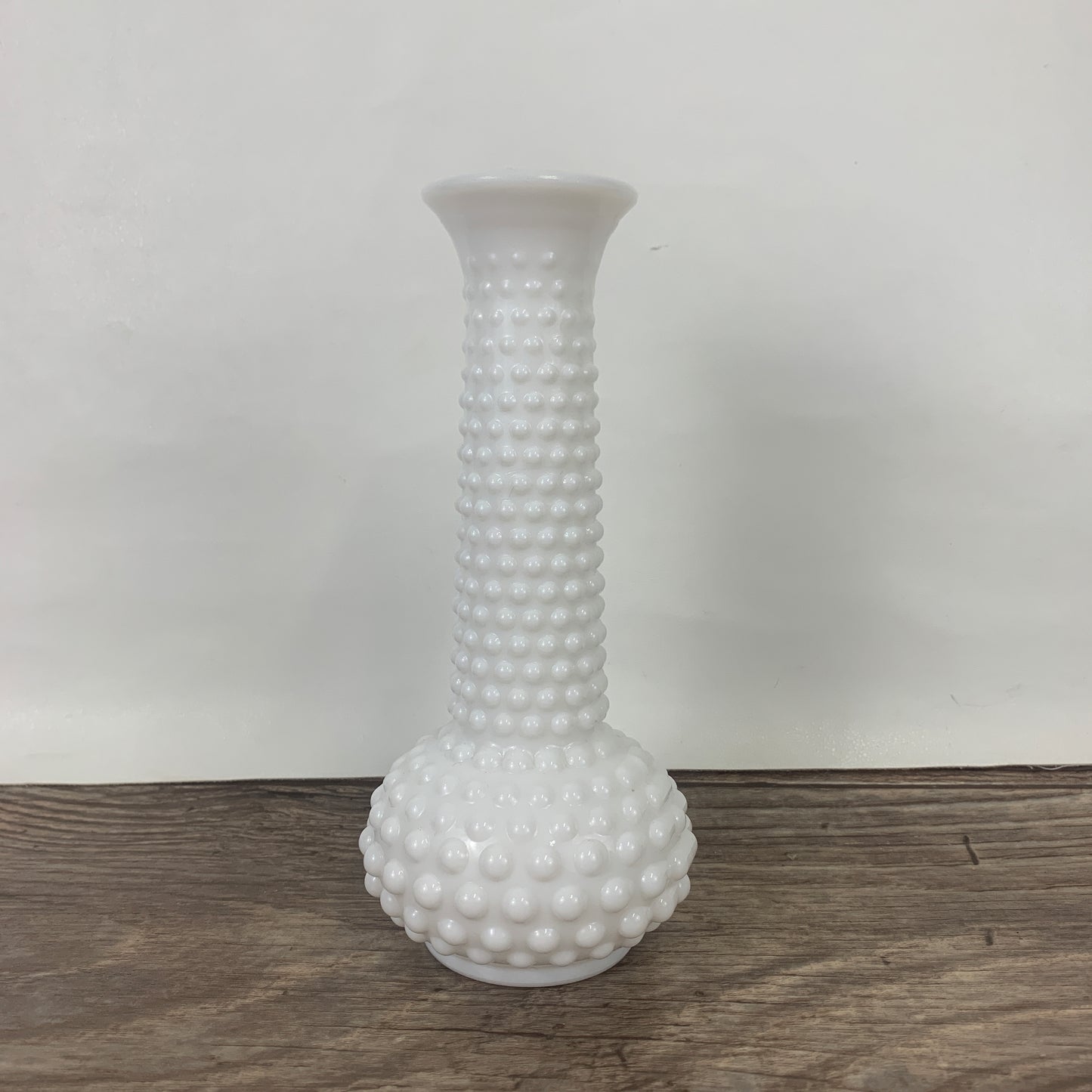 Milk Glass Hobnail Bud Vase, E O Brody Vintage Glass Vase