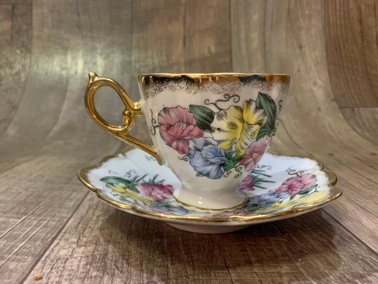 Pink, Blue, and Yellow Shafford Tea Cup and Saucer Set Tea Lovers Gift Grand Millennial Style