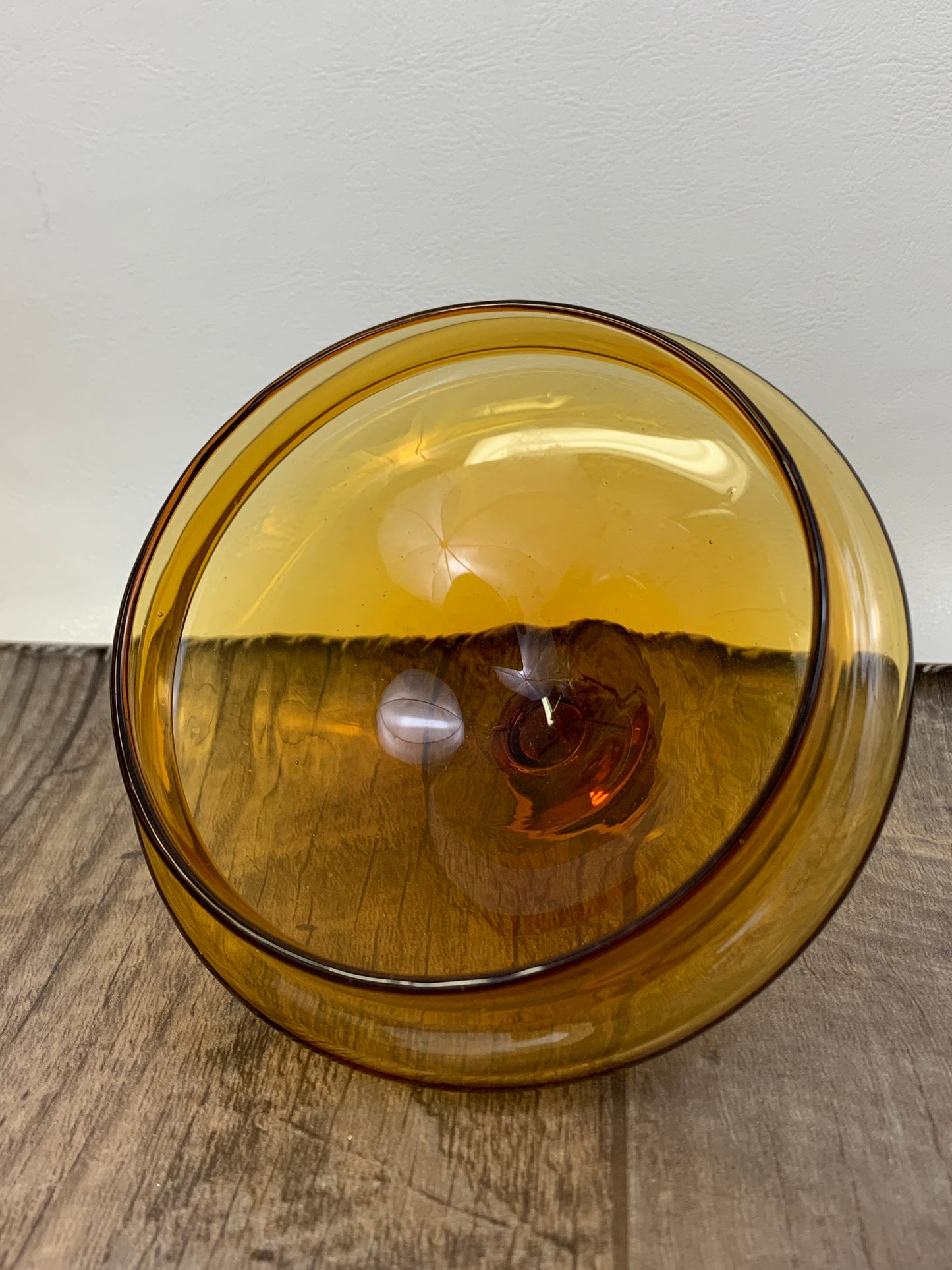 Blown Glass MCM Lidded Dish Empoli lidded Candy Dish Amber Candy Jar