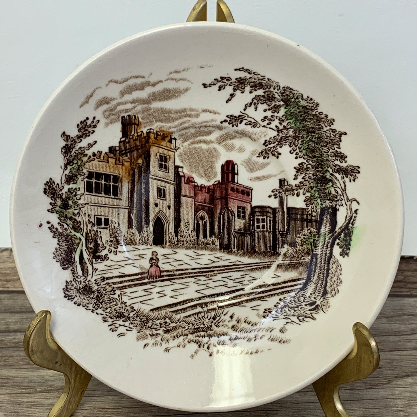 Johnson Brothers Haddon Hall Vintage Demitasse Cup and Saucer, Vintage Farmhouse Ironstone Transferware