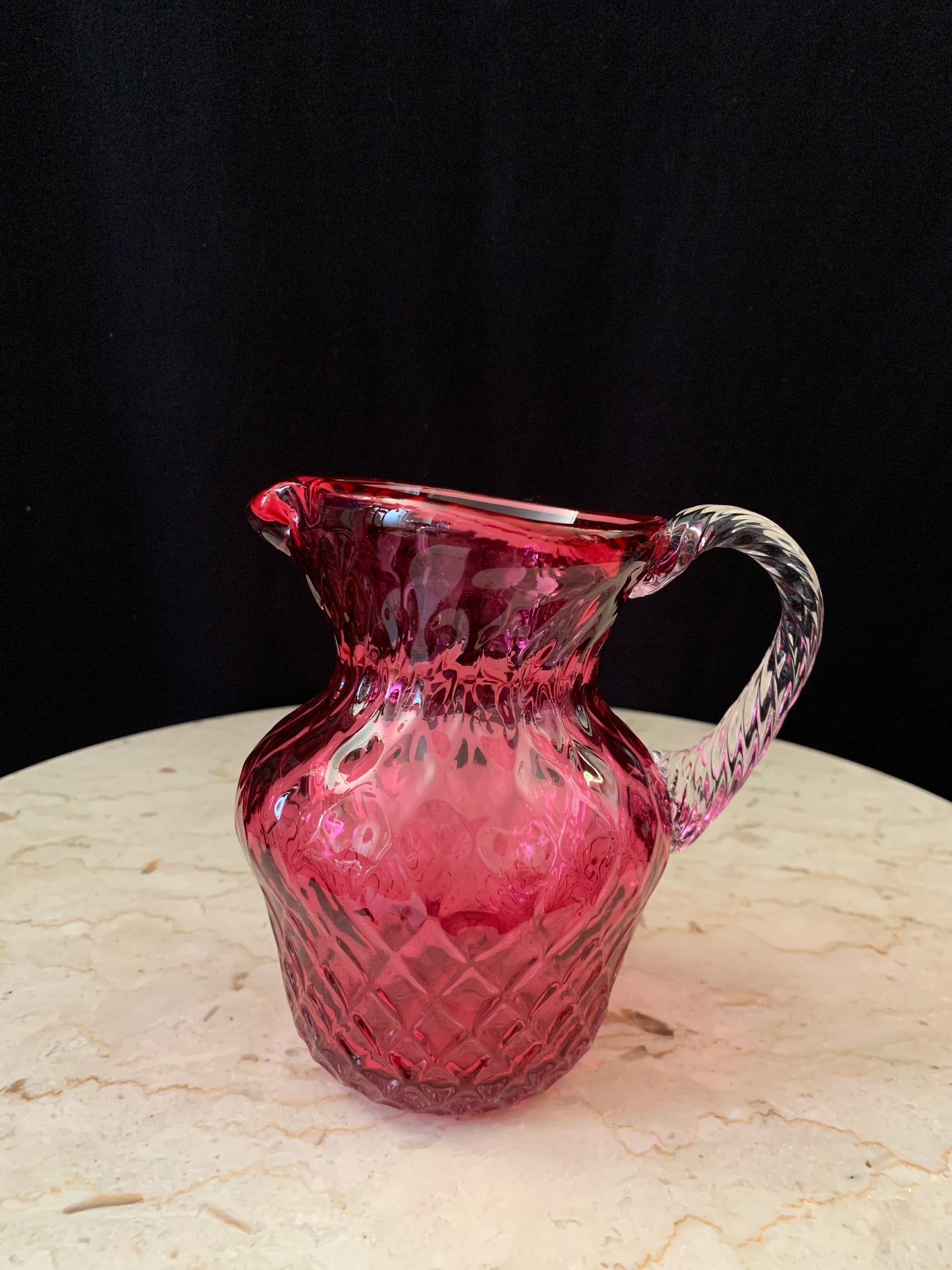 Cranberry Glass Pitcher Vintage Blown Glass Pitcher
