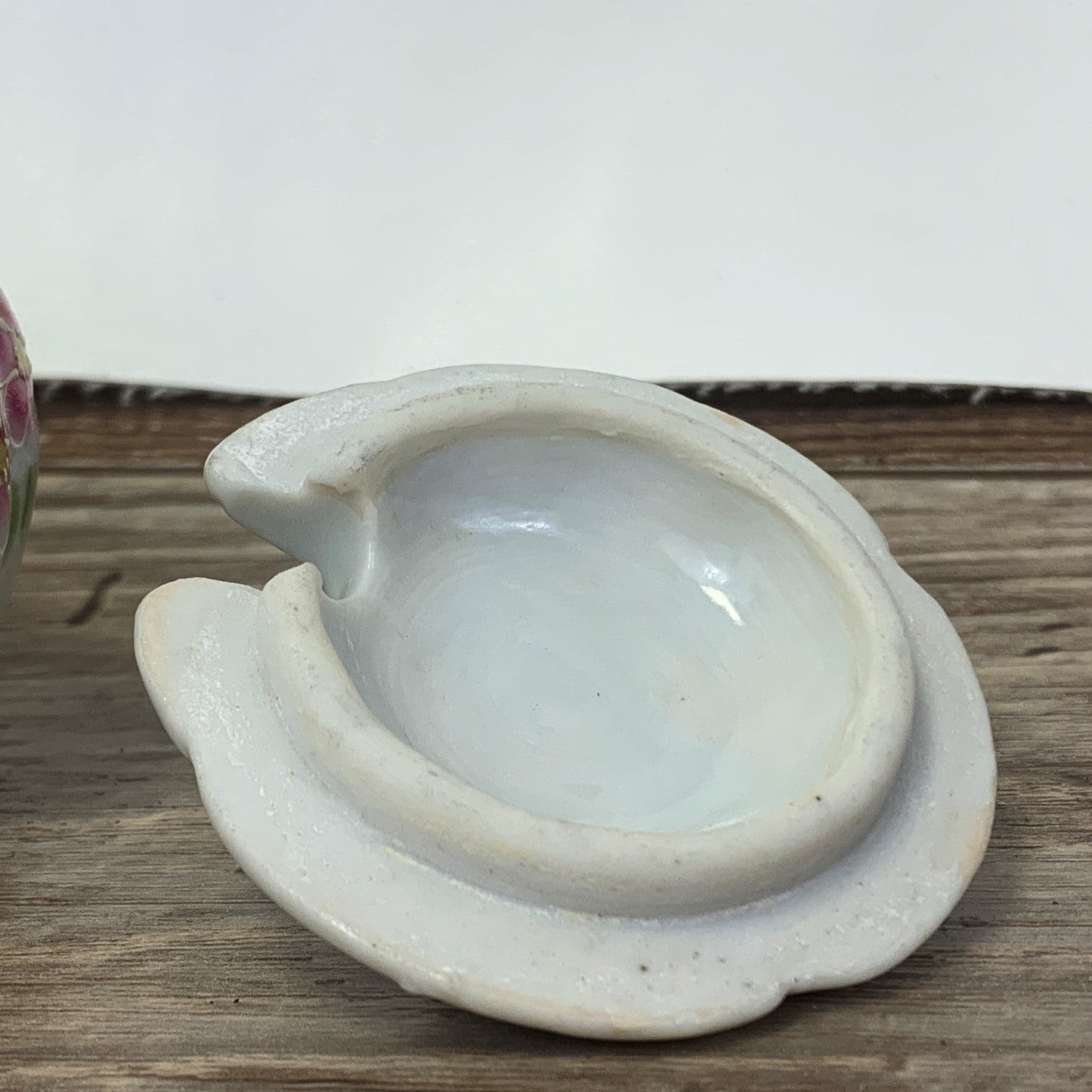 Vintage Ceramic Mustard Pot with Moriage Design