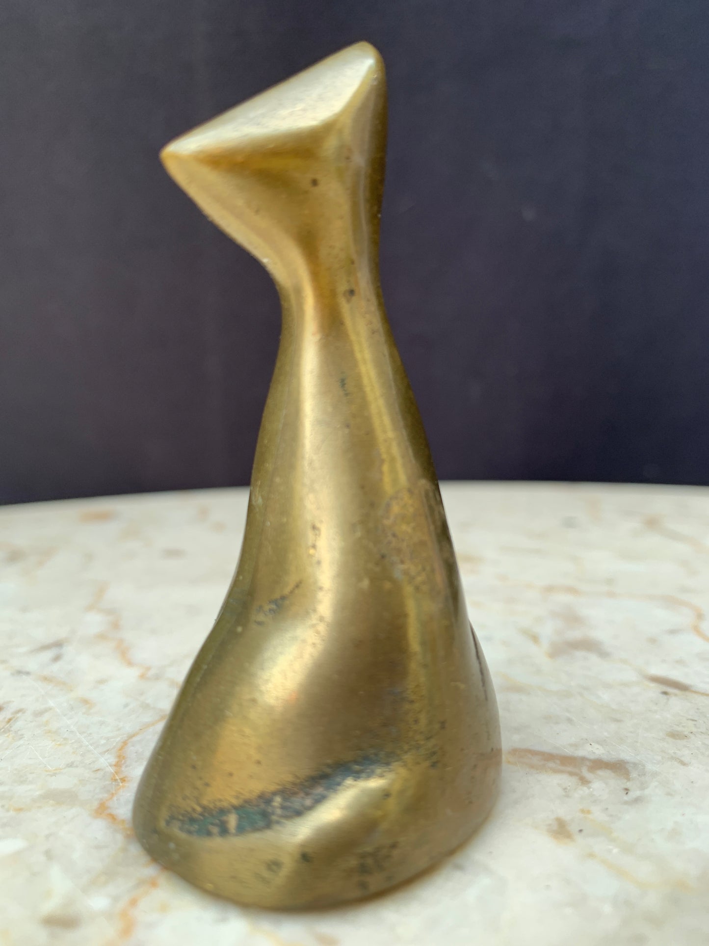 Miniature Vintage Brass Cat Figurine