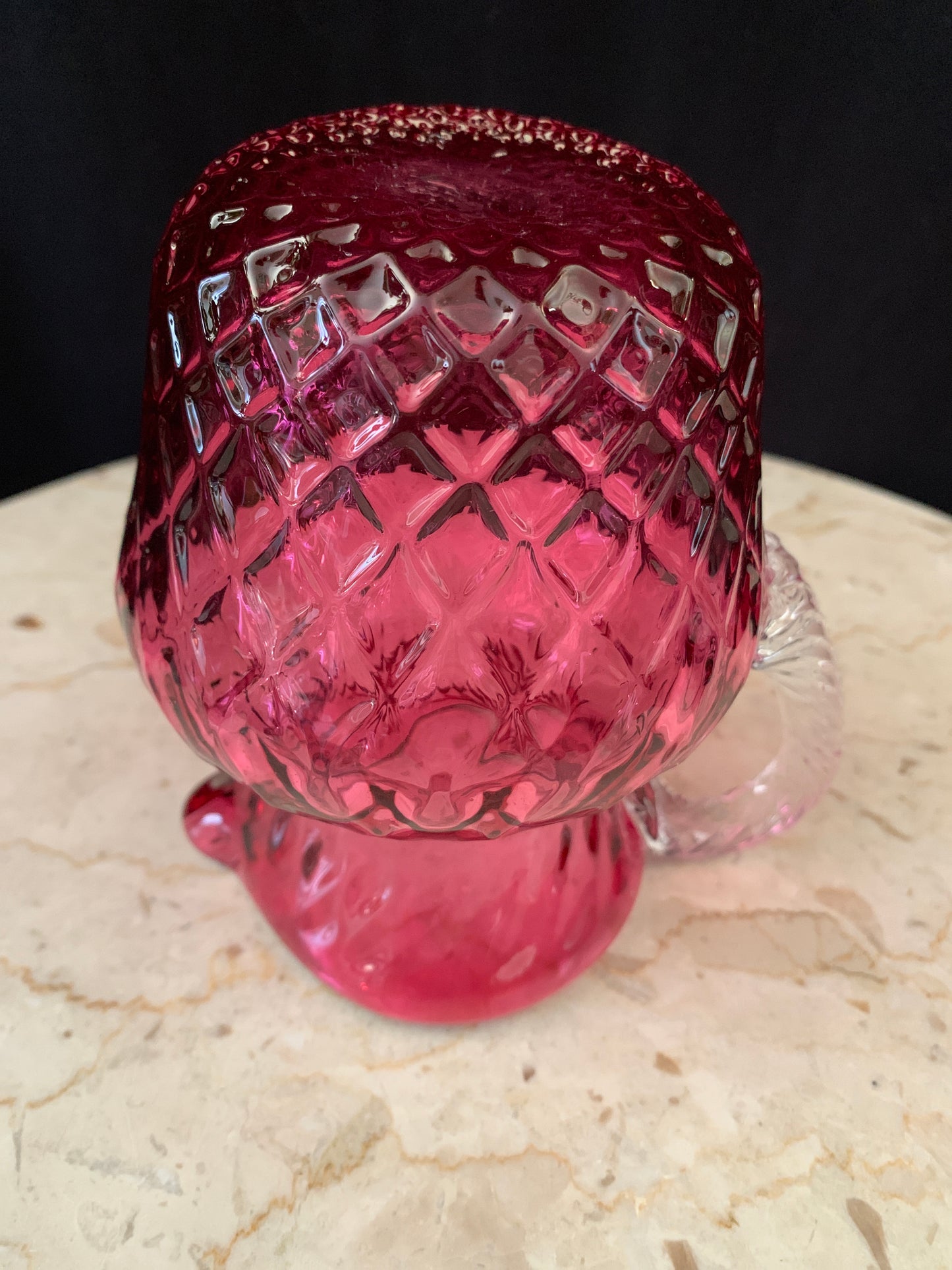 Cranberry Glass Pitcher Vintage Blown Glass Pitcher