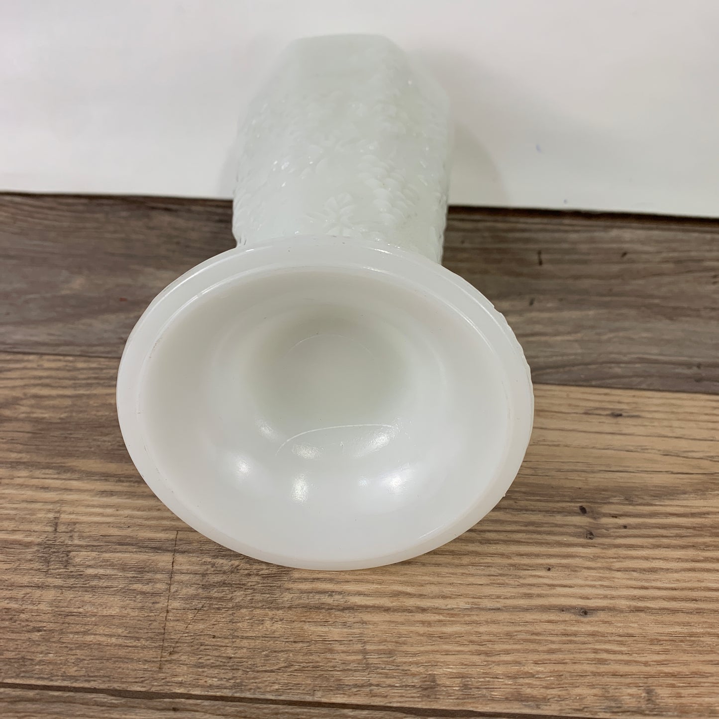 Milk Glass Vase with Raised Grape Pattern Vintage Farmhouse Milk Glass Tall Vase